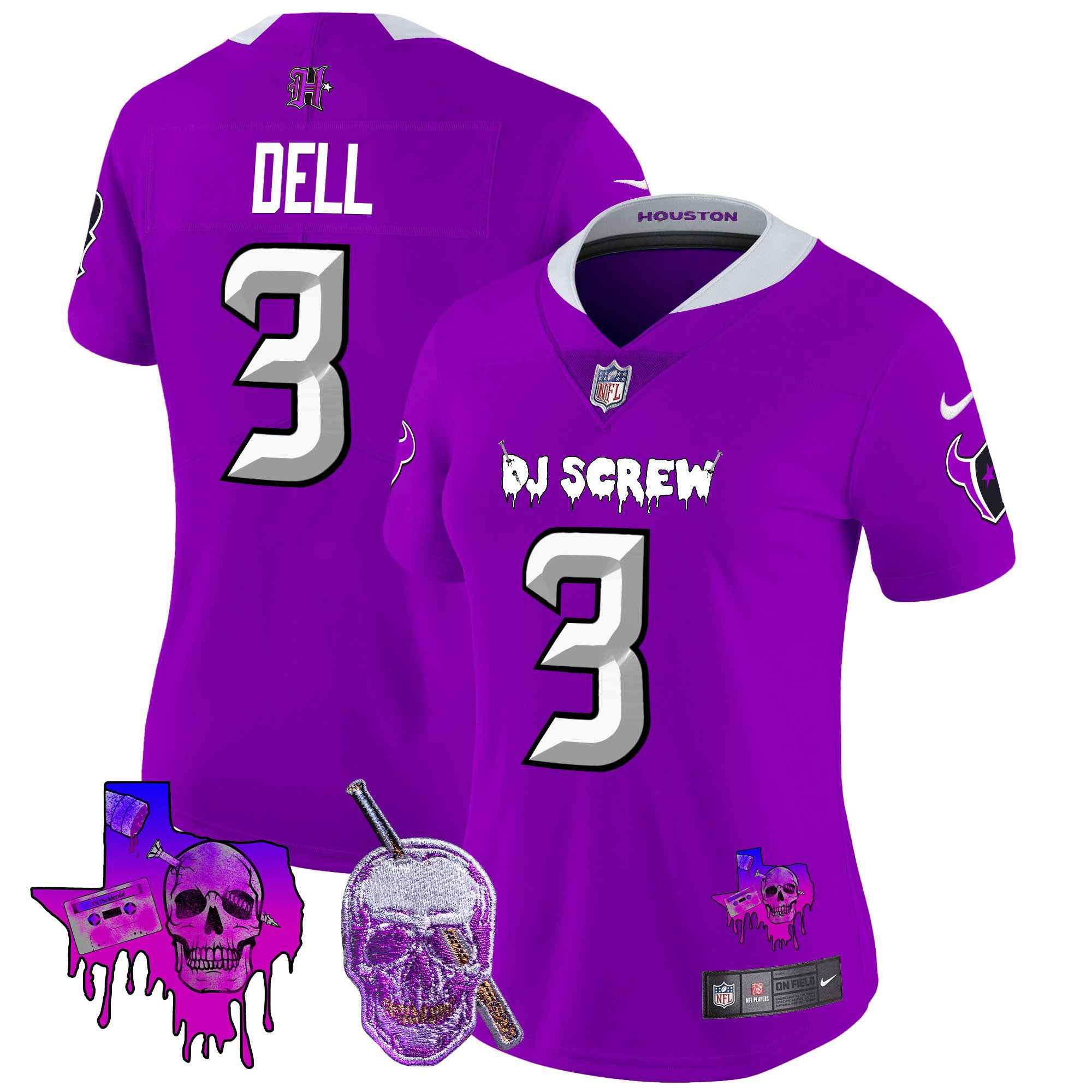 Women's Tank Dell Houston Texans DJ Screw Vapor Limited Purple Jersey - All Stitched