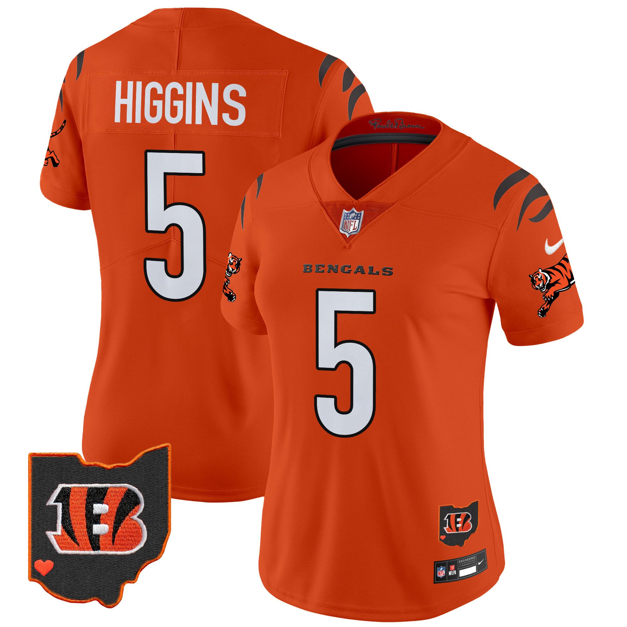 Women's Tee Higgins Cincinnati Bengals 2024 Vapor Limited Orange Jersey - All Stitched