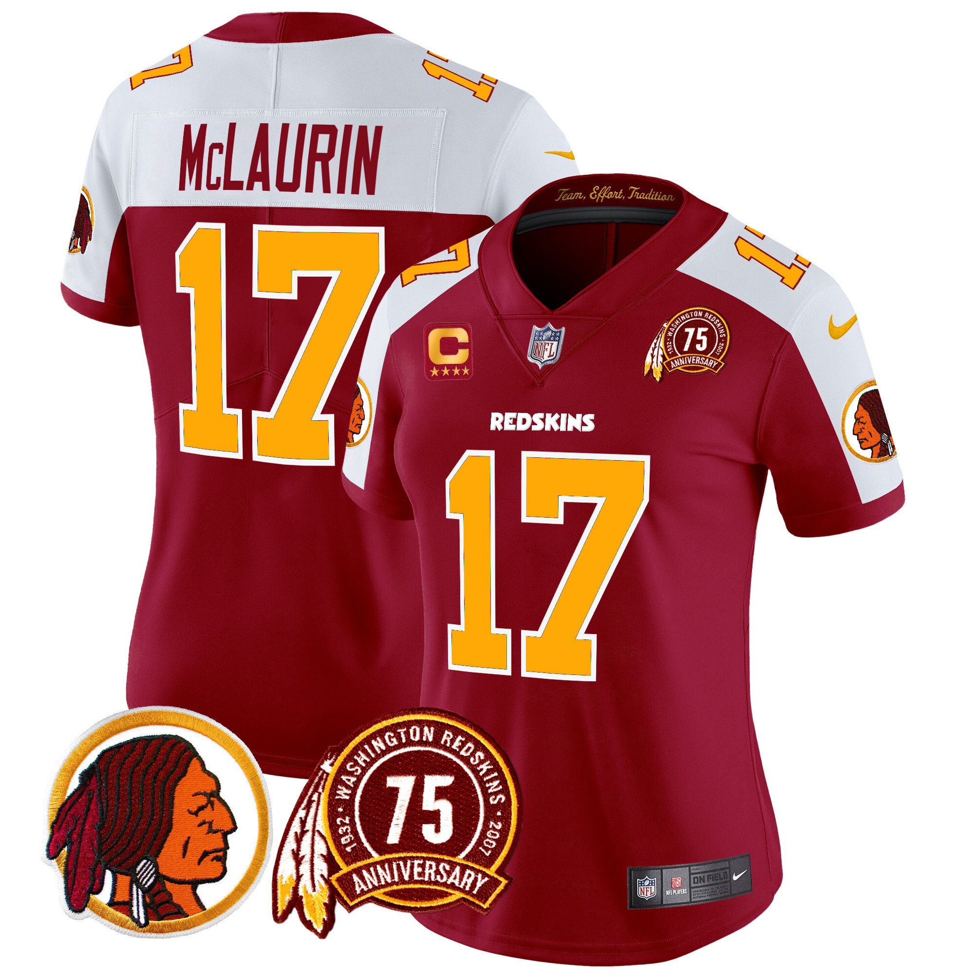 Women's Terry McLaurin Washington Redskins 75th Patch Throwback Vapor Limited Burgundy Alternate Jersey - All Stitched