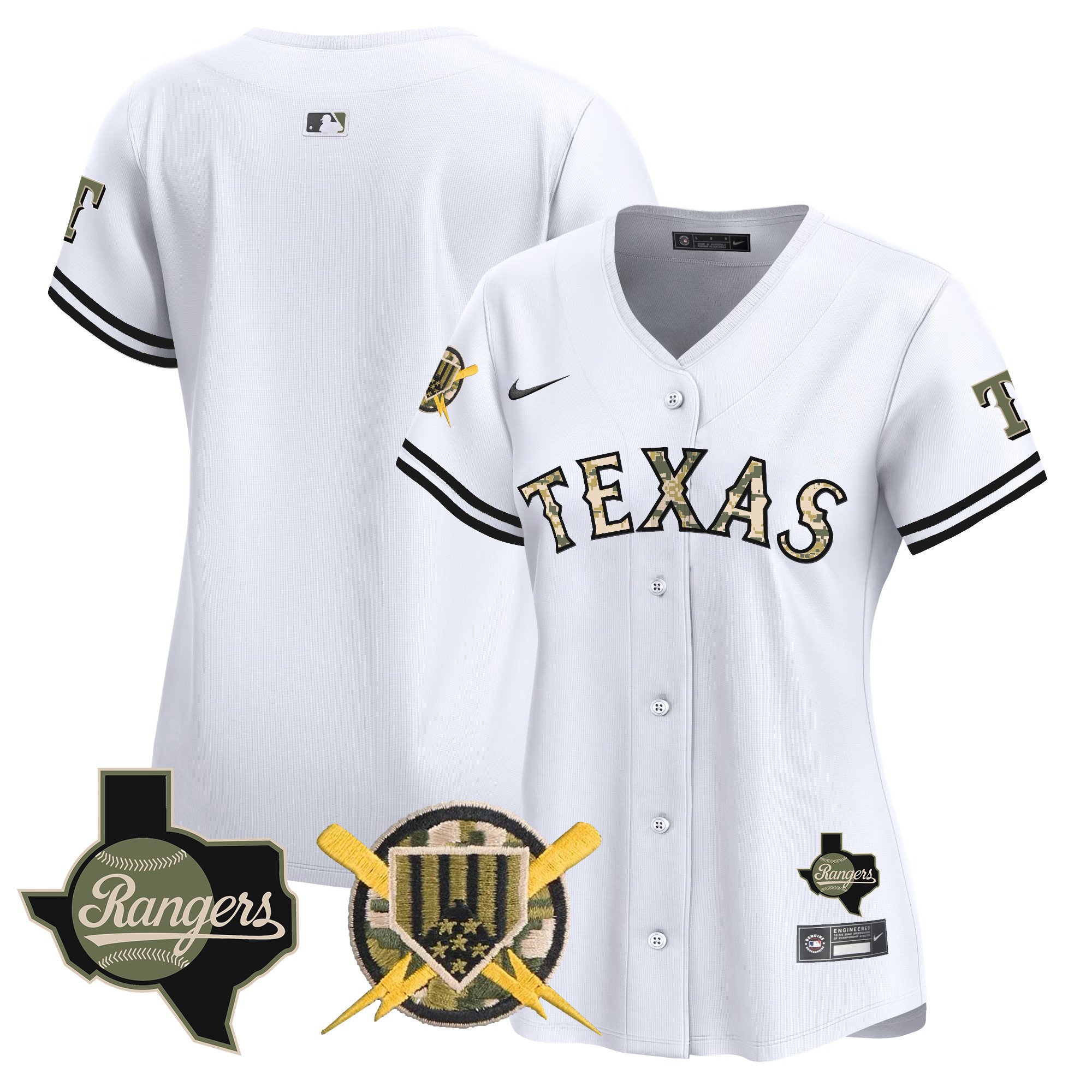 Women's Texas Rangers Armed Forces Day Vapor Premier Limited White Jersey - All Stitched