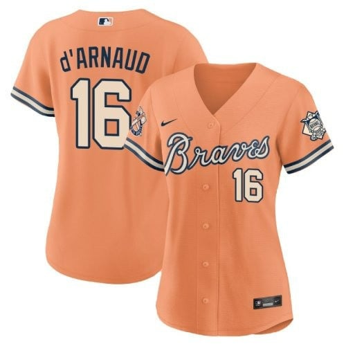 Women's Travis d'Arnaud Atlanta Braves Peaches nÃ­ Cream Peaches nÃ­ Cream Jersey Ã± All Stitched