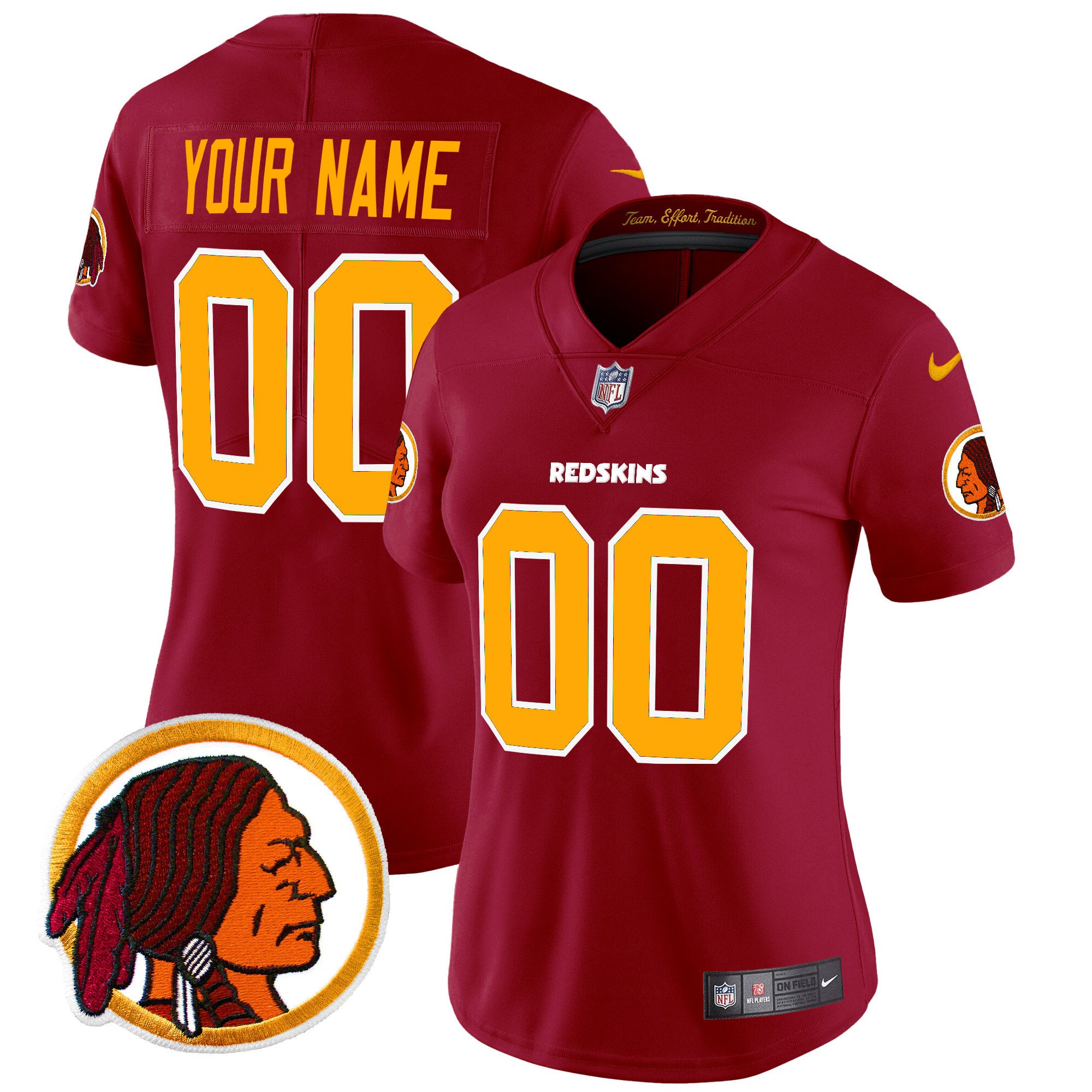Women's Washington Redskins Throwback Vapor Limited Custom Burgundy Jersey V2 - All Stitched