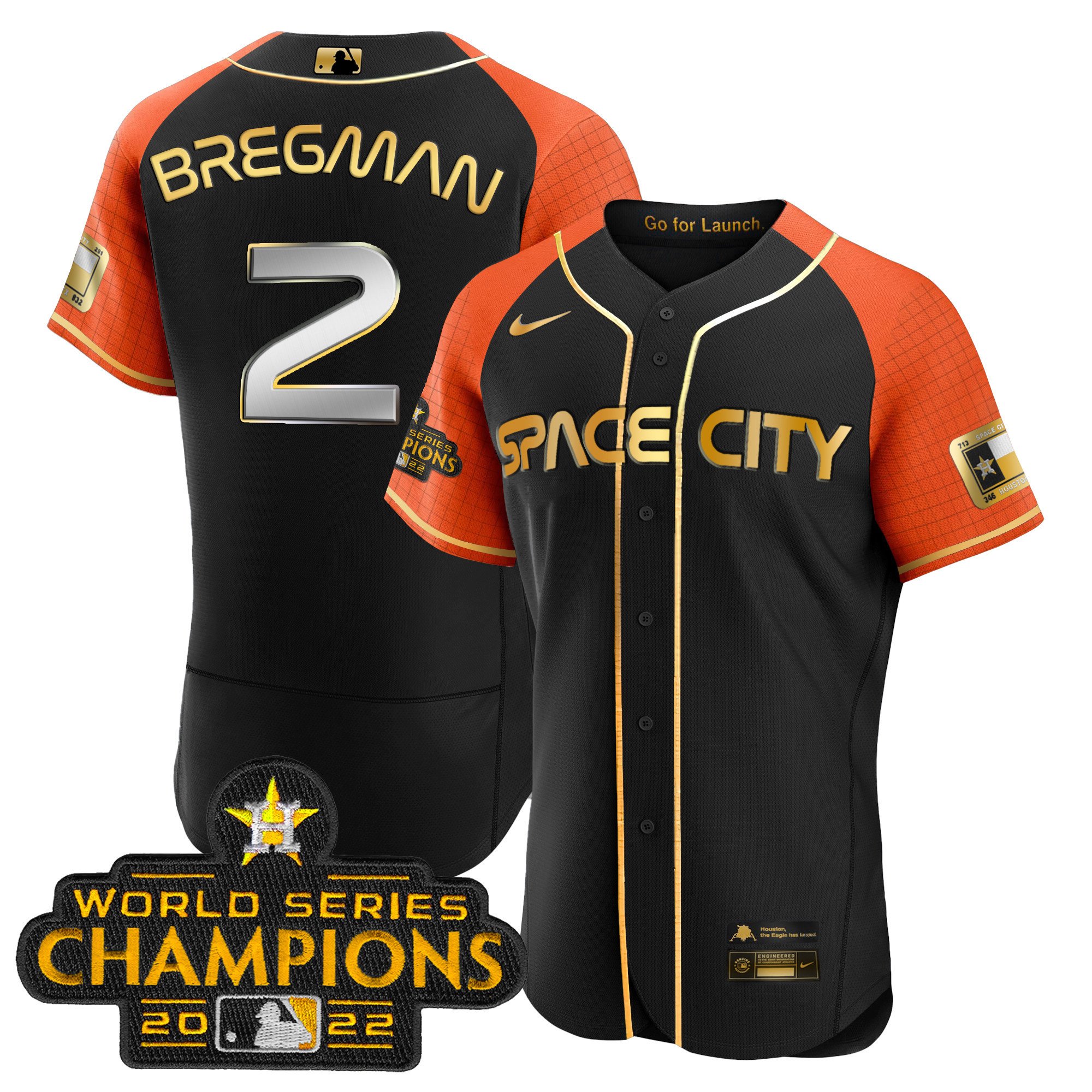 Youth's Alex Bregman Houston Astros 2023 Space City Champions Flex Alternate Jersey Ã± All Stitched
