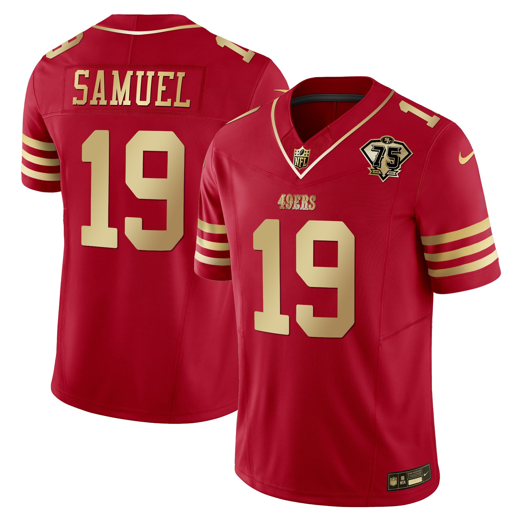 Youth's Deebo Samuel San Francisco 49ers 2023 Vapor Gold Limited Scarlet Gold Jersey - All Stitched
