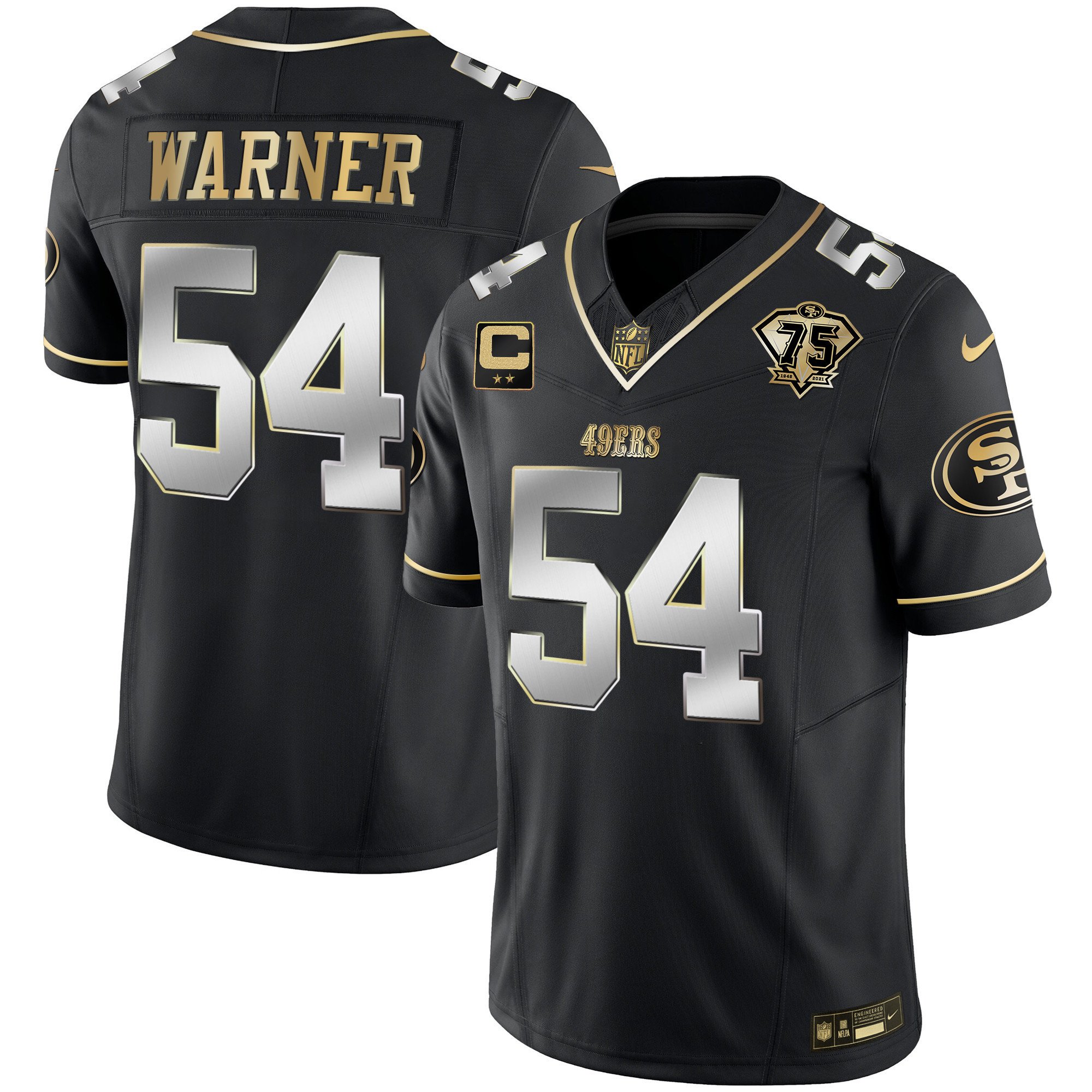 Youth's Fred Warner San Francisco 49ers 2023 Vapor Gold Limited Black Limited Jersey - All Stitched