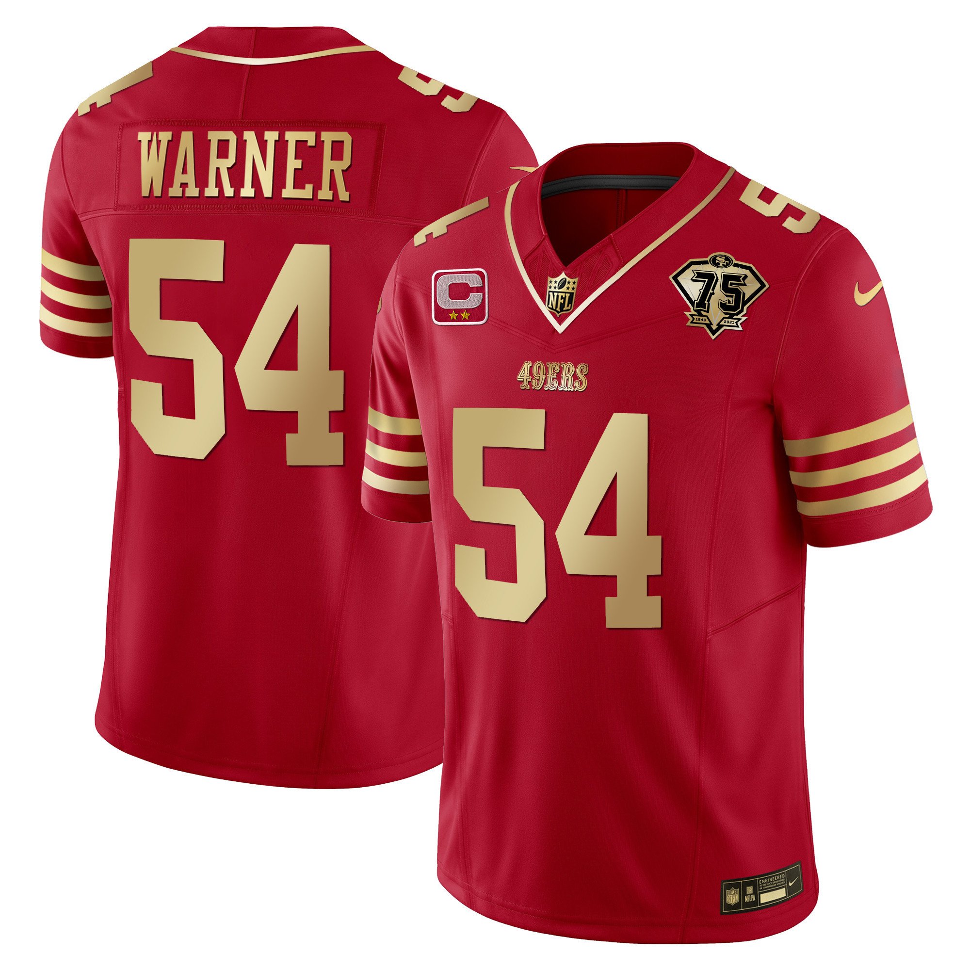 Youth's Fred Warner San Francisco 49ers 2023 Vapor Gold Limited Scarlet Gold Jersey - All Stitched