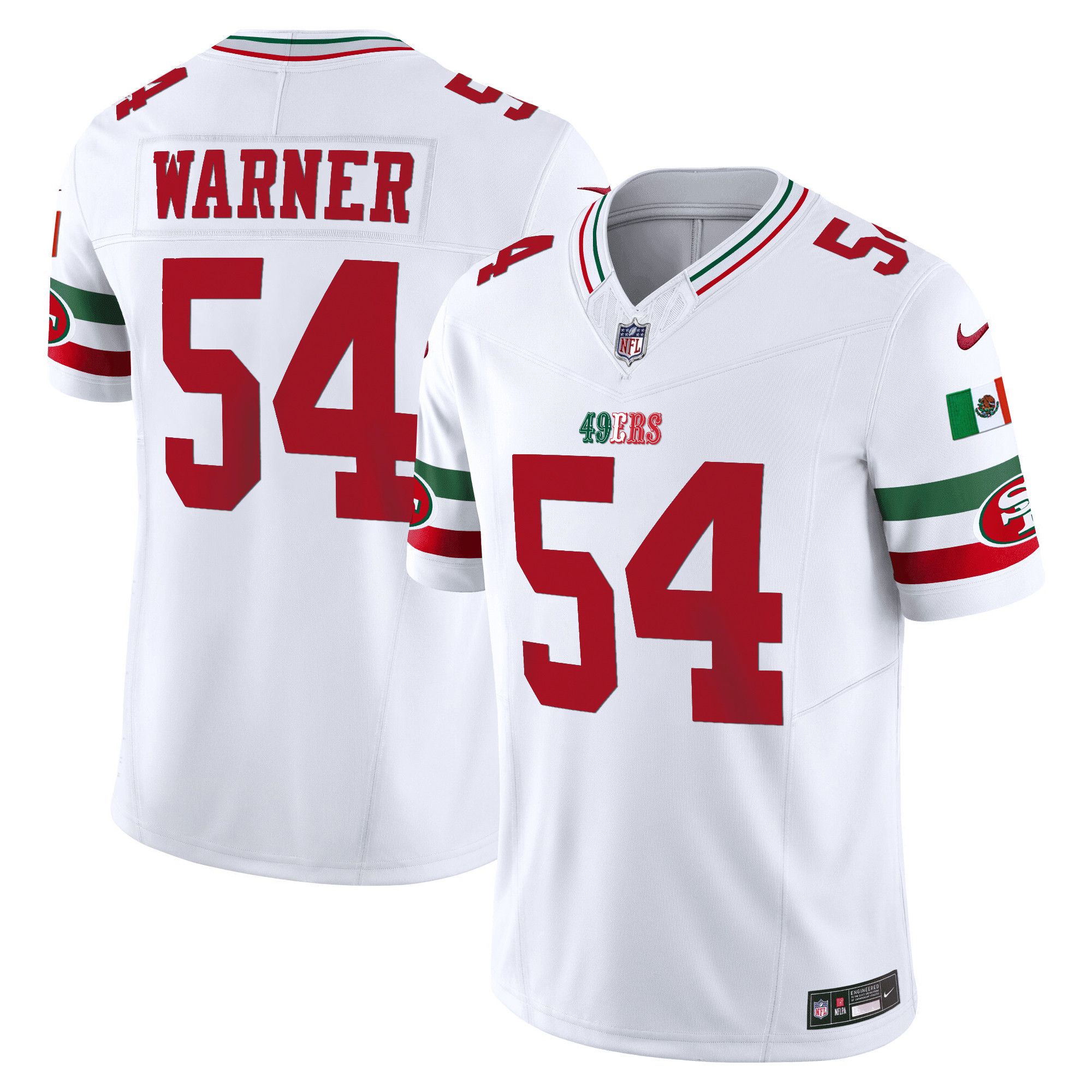 Youth's Fred Warner San Francisco 49ers Mexico Vapor White Jersey V2 - All Stitched