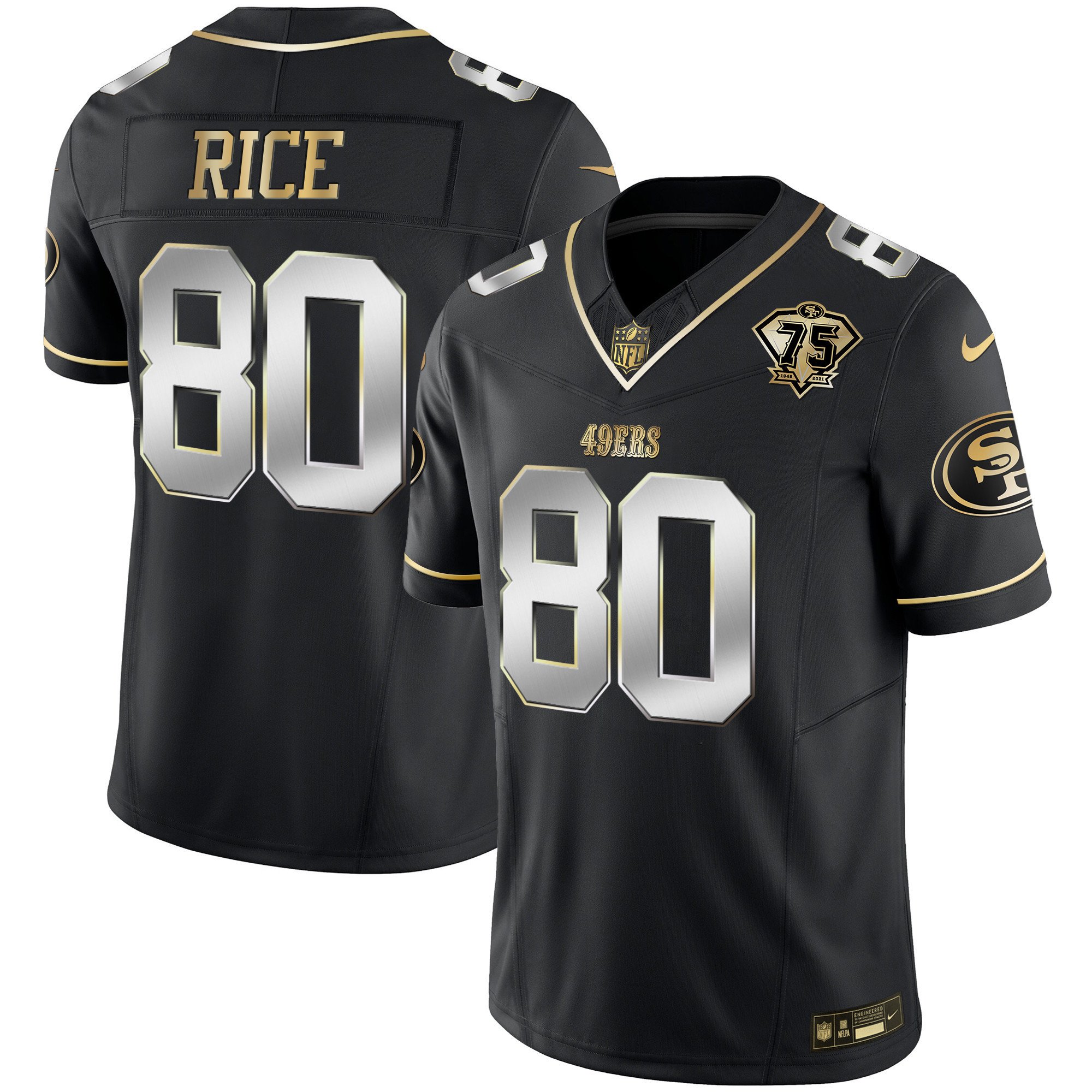 Youth's Jerry Rice San Francisco 49ers 2023 Vapor Gold Limited Black Limited Jersey - All Stitched