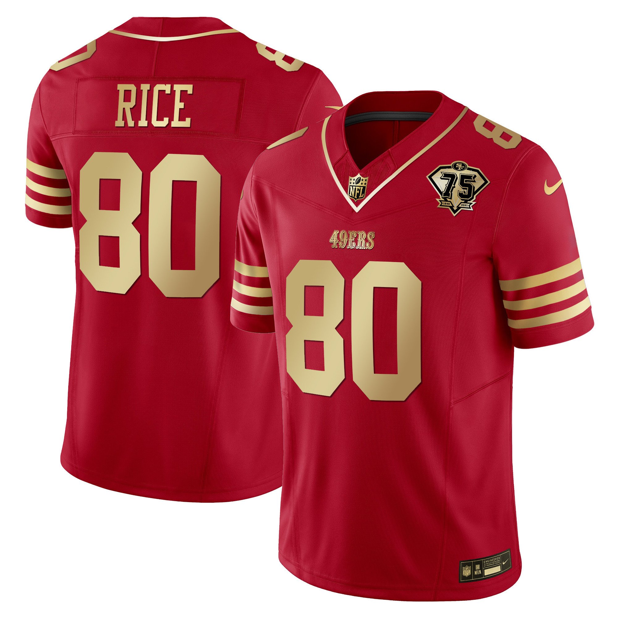 Youth's Jerry Rice San Francisco 49ers 2023 Vapor Gold Limited Scarlet Gold Jersey - All Stitched
