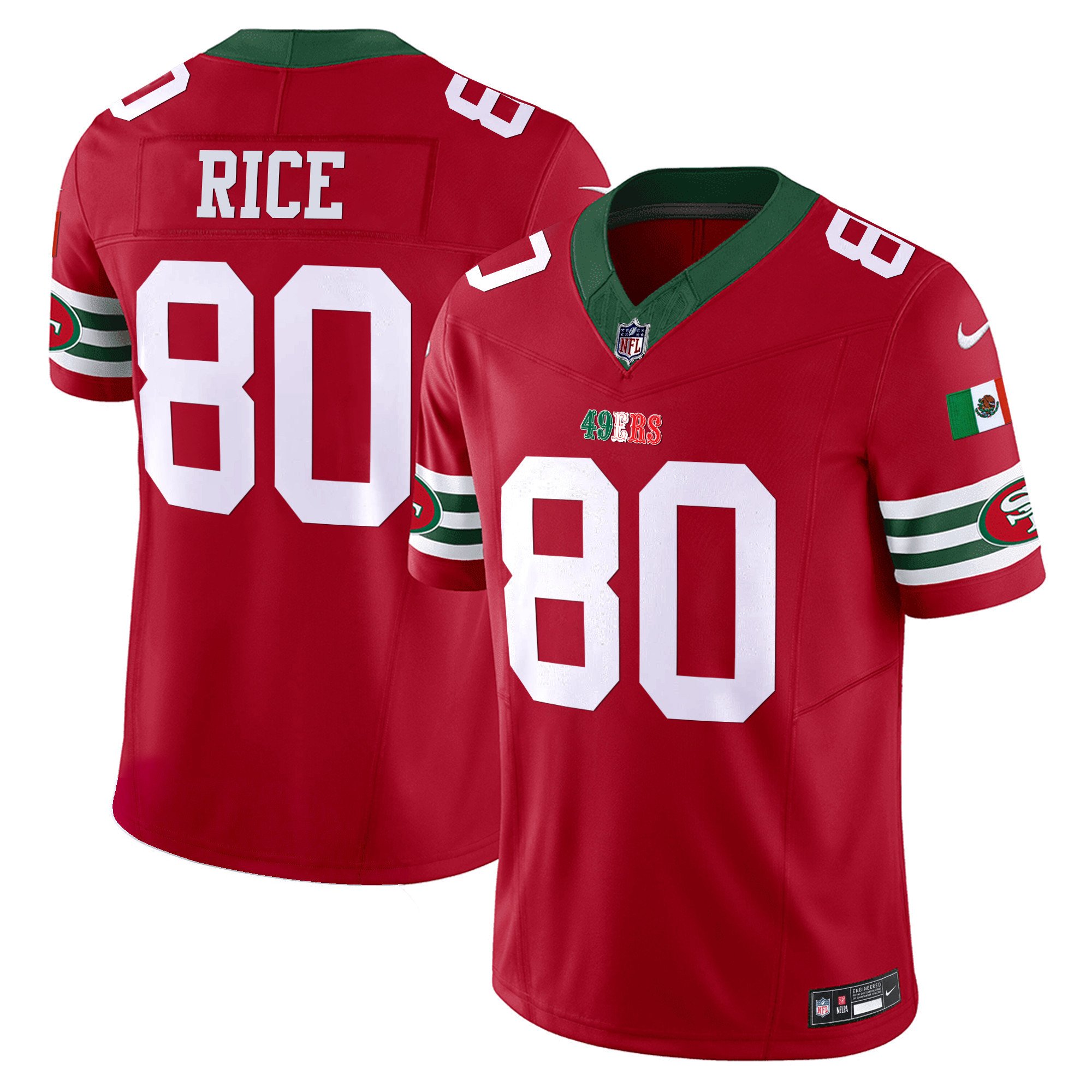 Youth's Jerry Rice San Francisco 49ers Mexico Vapor Red Jersey V2 - All Stitched