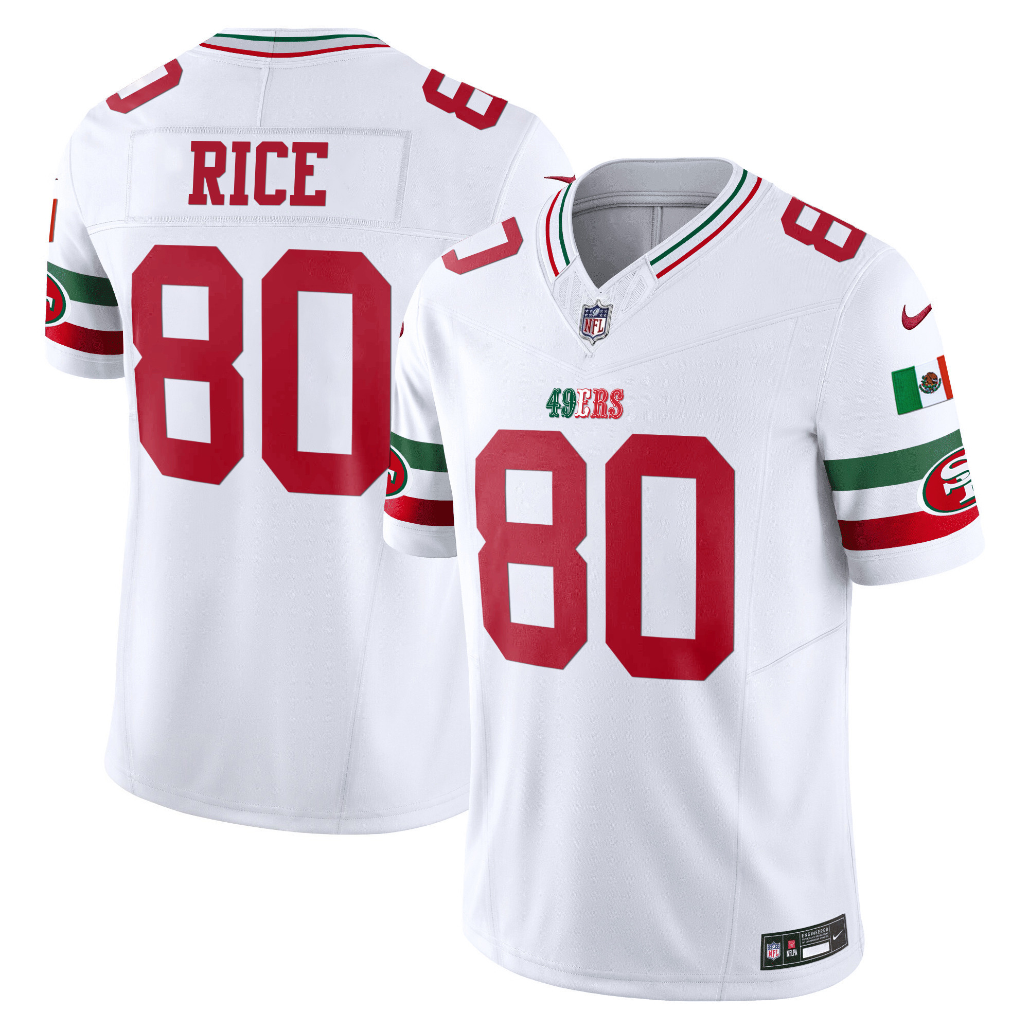 Youth's Jerry Rice San Francisco 49ers Mexico Vapor White Jersey V2 - All Stitched