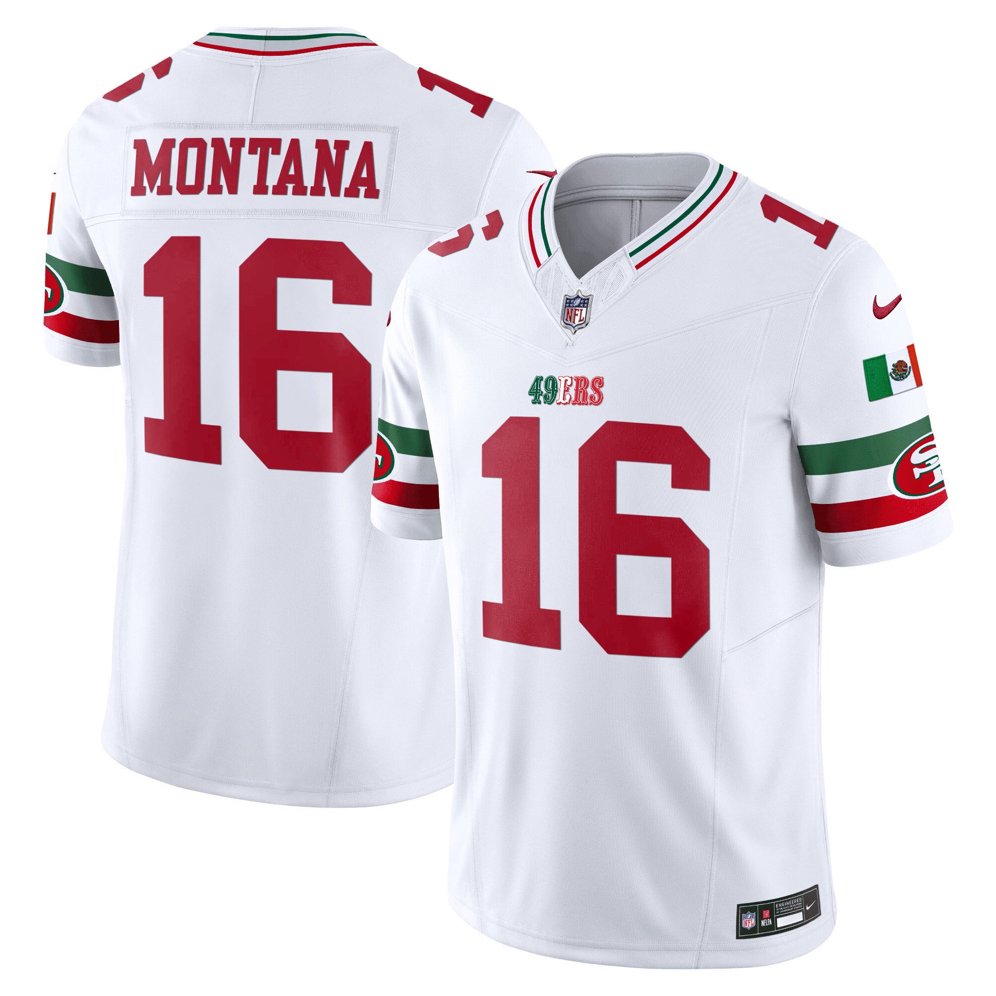 Youth's Joe Montana San Francisco 49ers Mexico Vapor White Jersey V2 - All Stitched