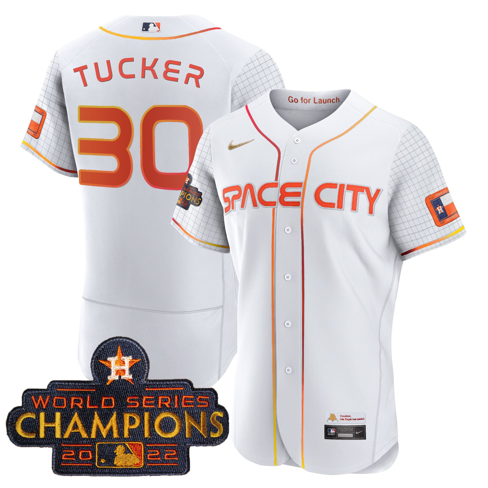 Youth's Kyle Tucker Houston Astros 2023 Space City Champions Flex White Jersey Ã± All Stitched