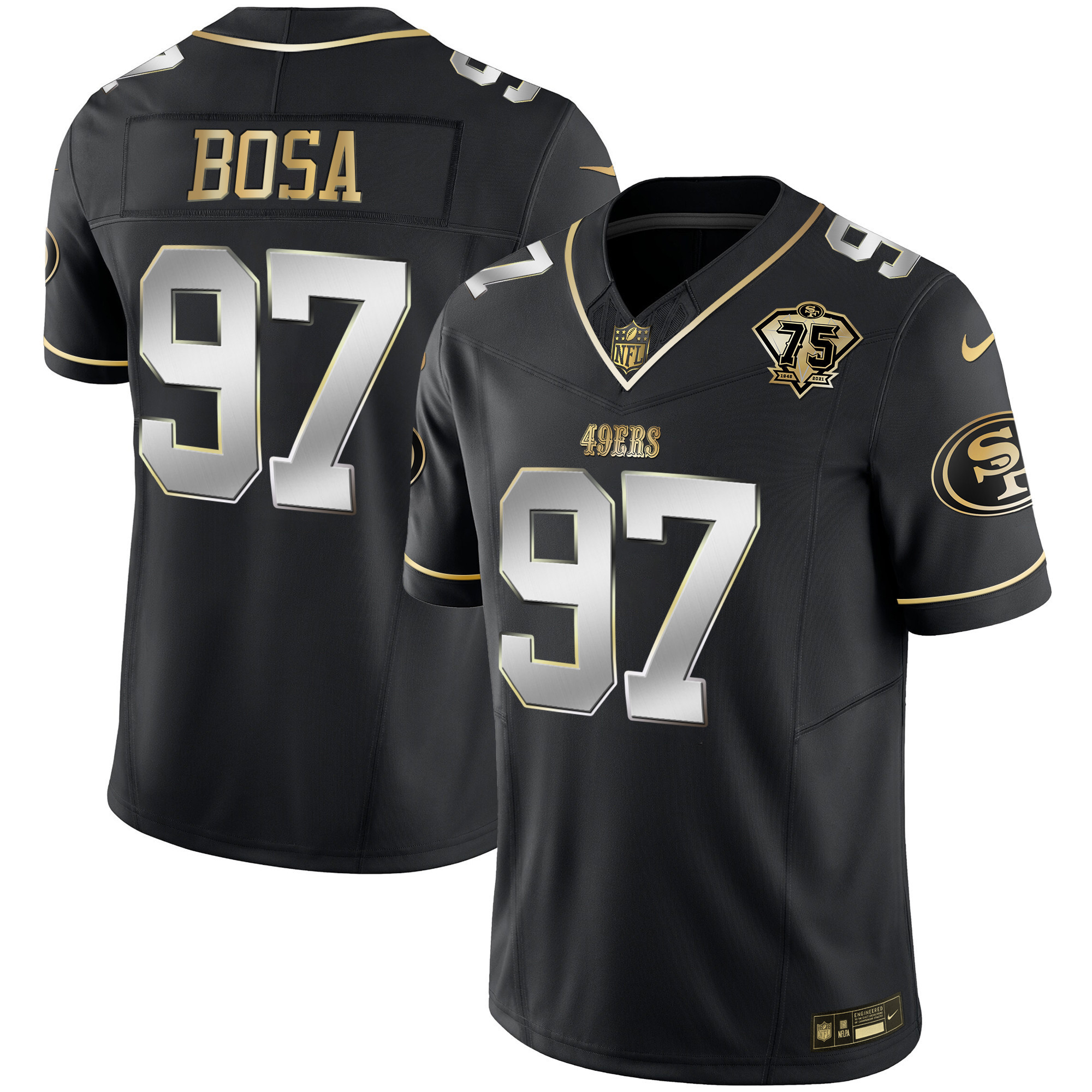 Youth's Nick Bosa San Francisco 49ers 2023 Vapor Gold Limited Black Limited Jersey - All Stitched