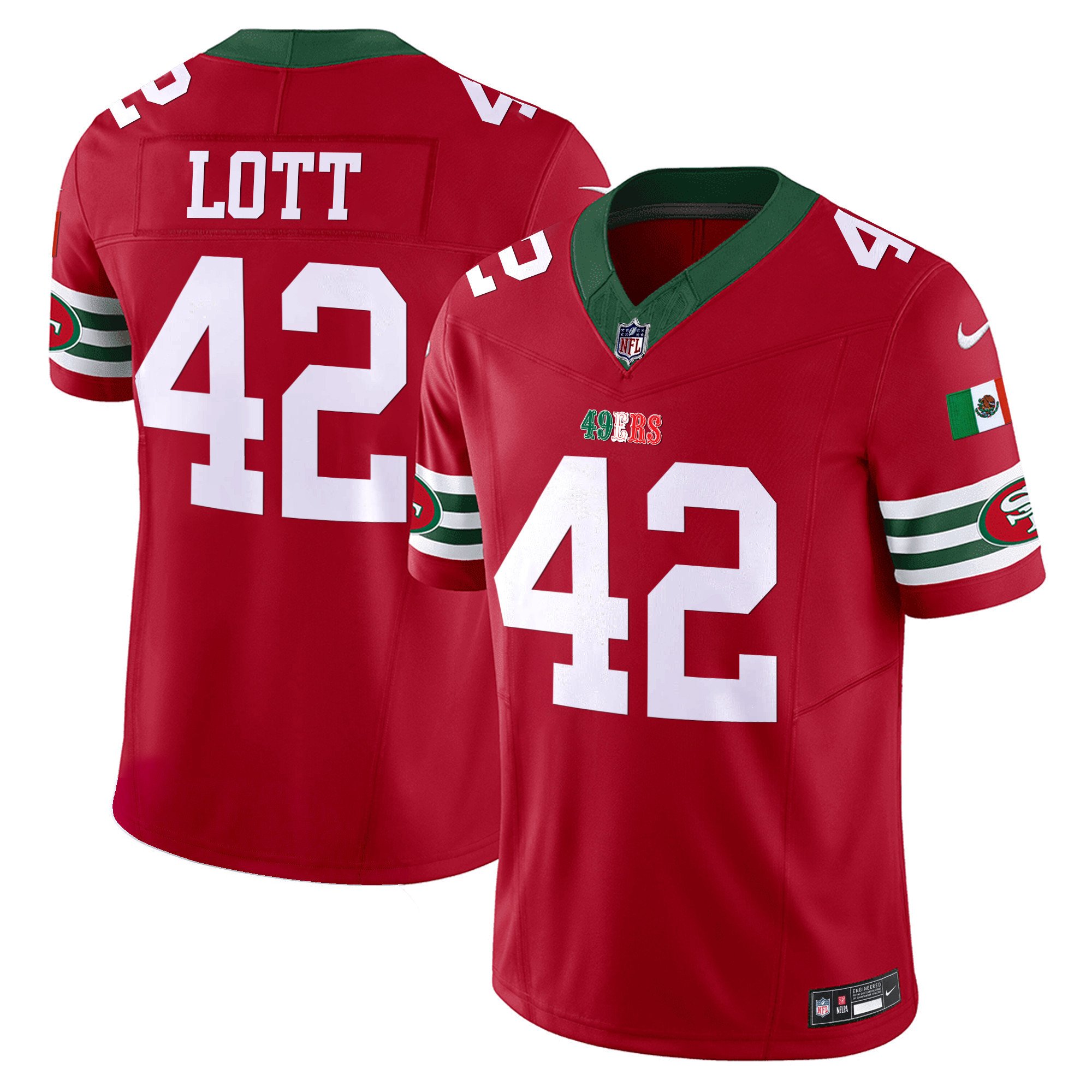 Youth's Ronnie Lott San Francisco 49ers Mexico Vapor Red Jersey V2 - All Stitched