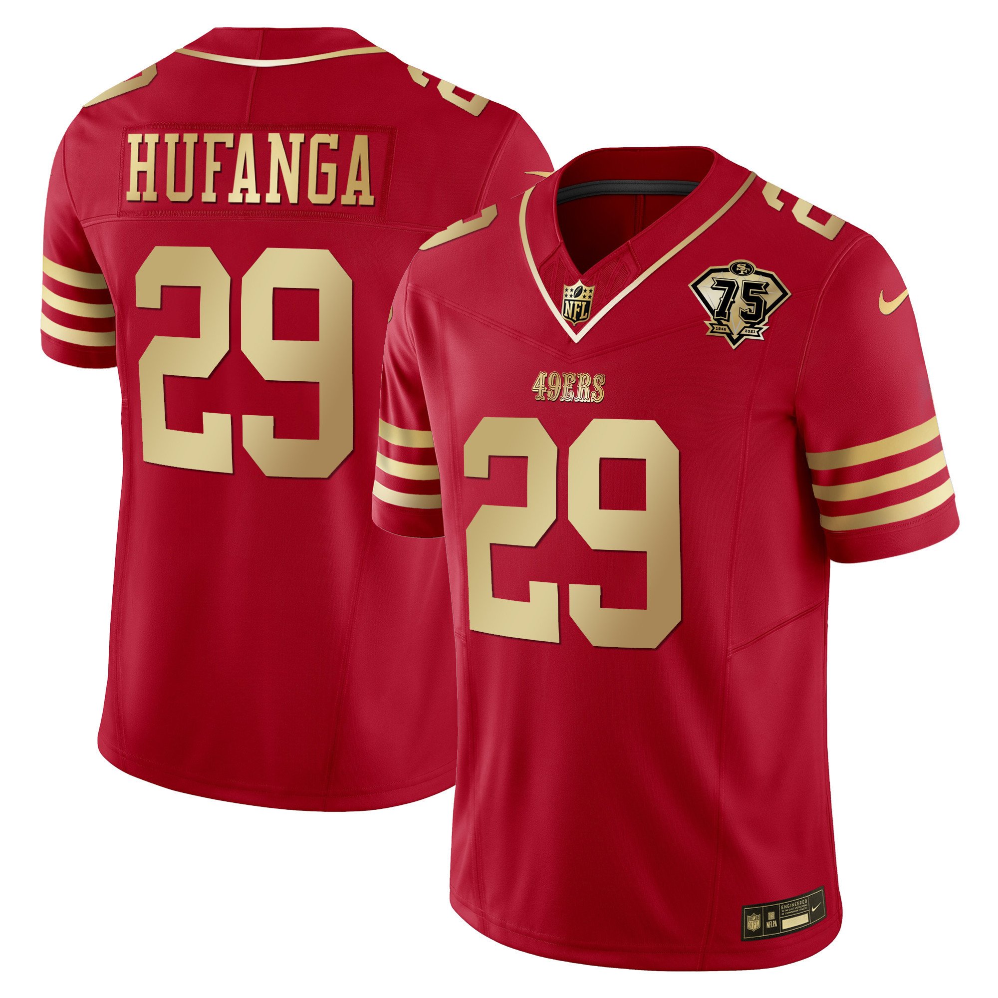 Youth's Talanoa Hufanga San Francisco 49ers 2023 Vapor Gold Limited Scarlet Gold Jersey - All Stitched