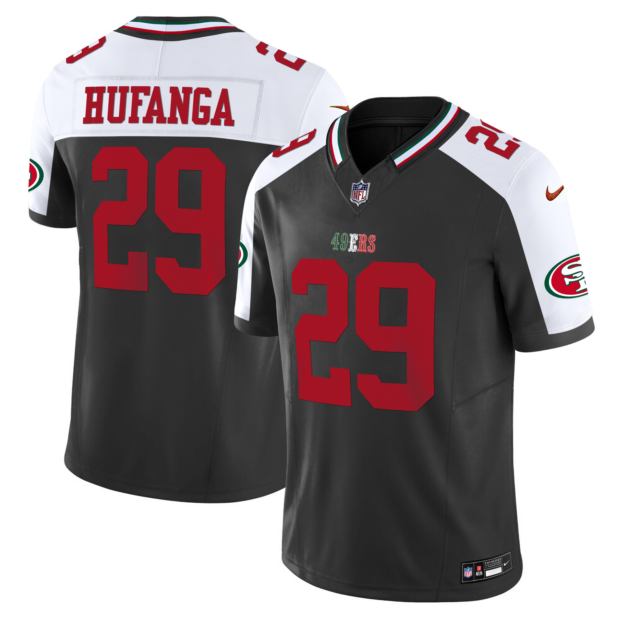 Youth's Talanoa Hufanga San Francisco 49ers Mexico Vapor Black Alternate Jersey V2 - All Stitched