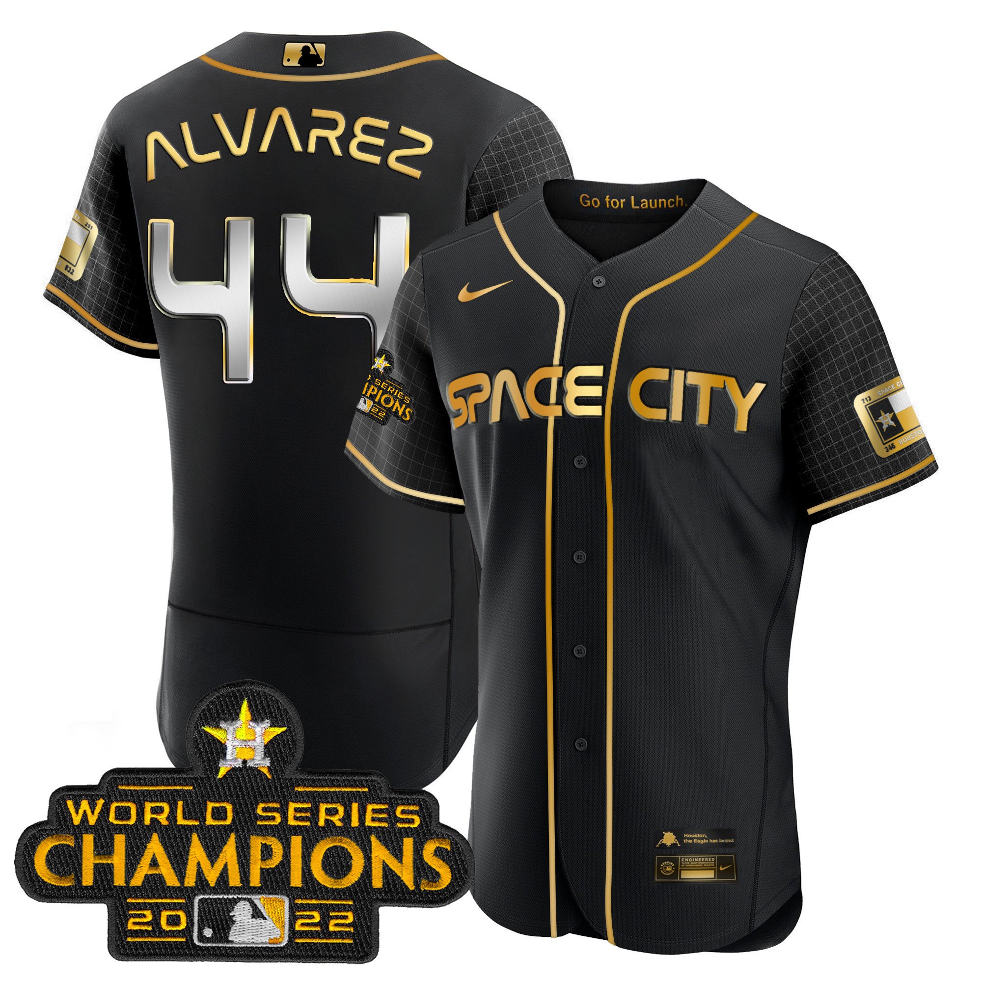 Youth's Yordan Â¡lvarez Houston Astros 2023 Space City Champions Flex Black Gold Jersey Ã± All Stitched