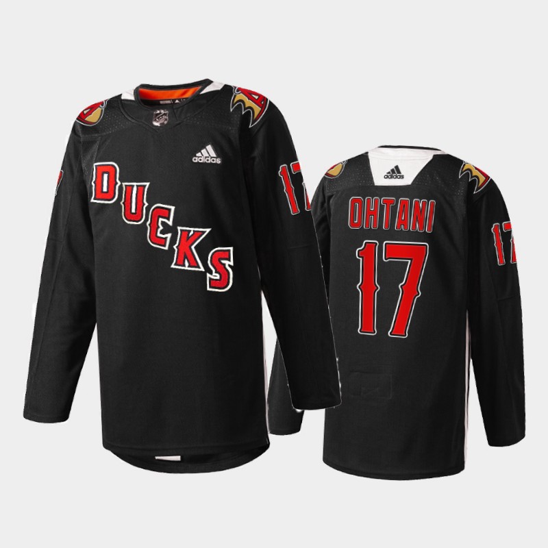 Shohei Ohtani Anaheim Ducks 2022 Angels Night Jersey Black #17 Practice