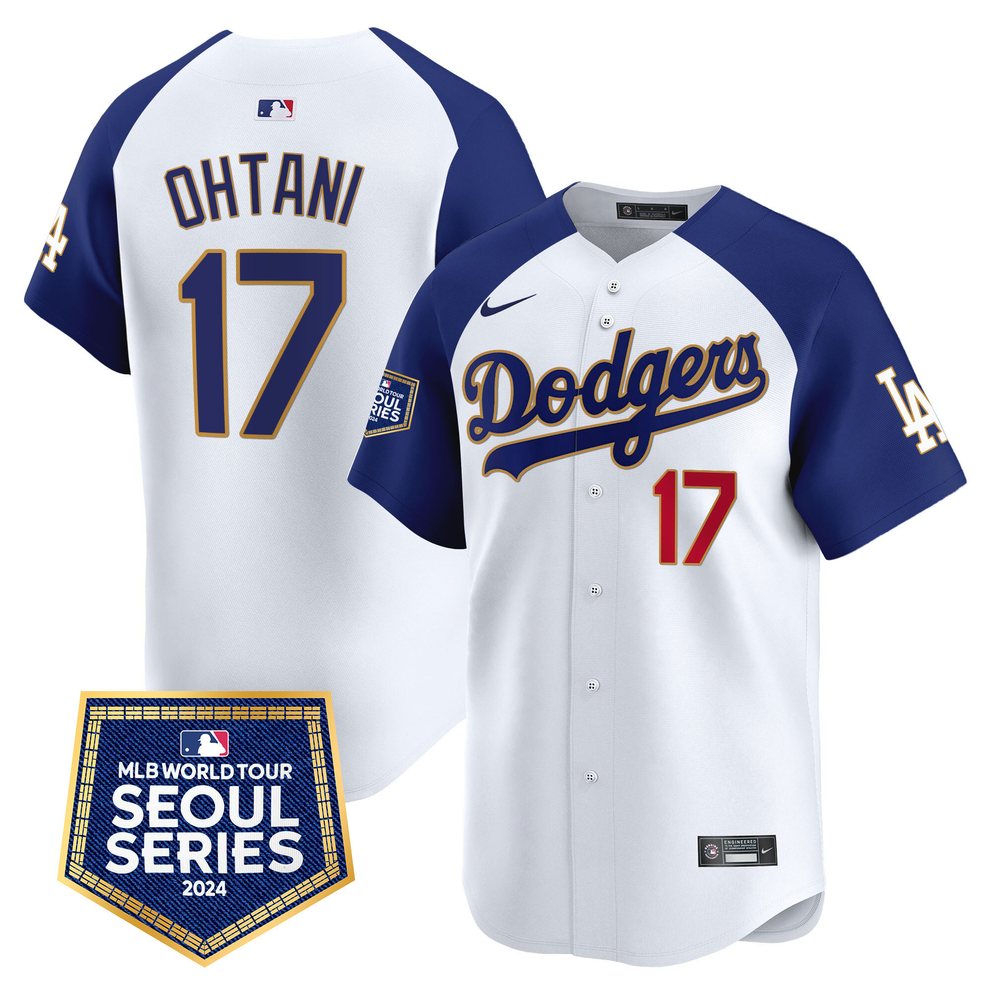 Shohei Ohtani Men's Los Angeles Dodgers 2024 World Tour Seoul Series Patch Vapor Premier Limited White Alternate Jersey - All Stitched