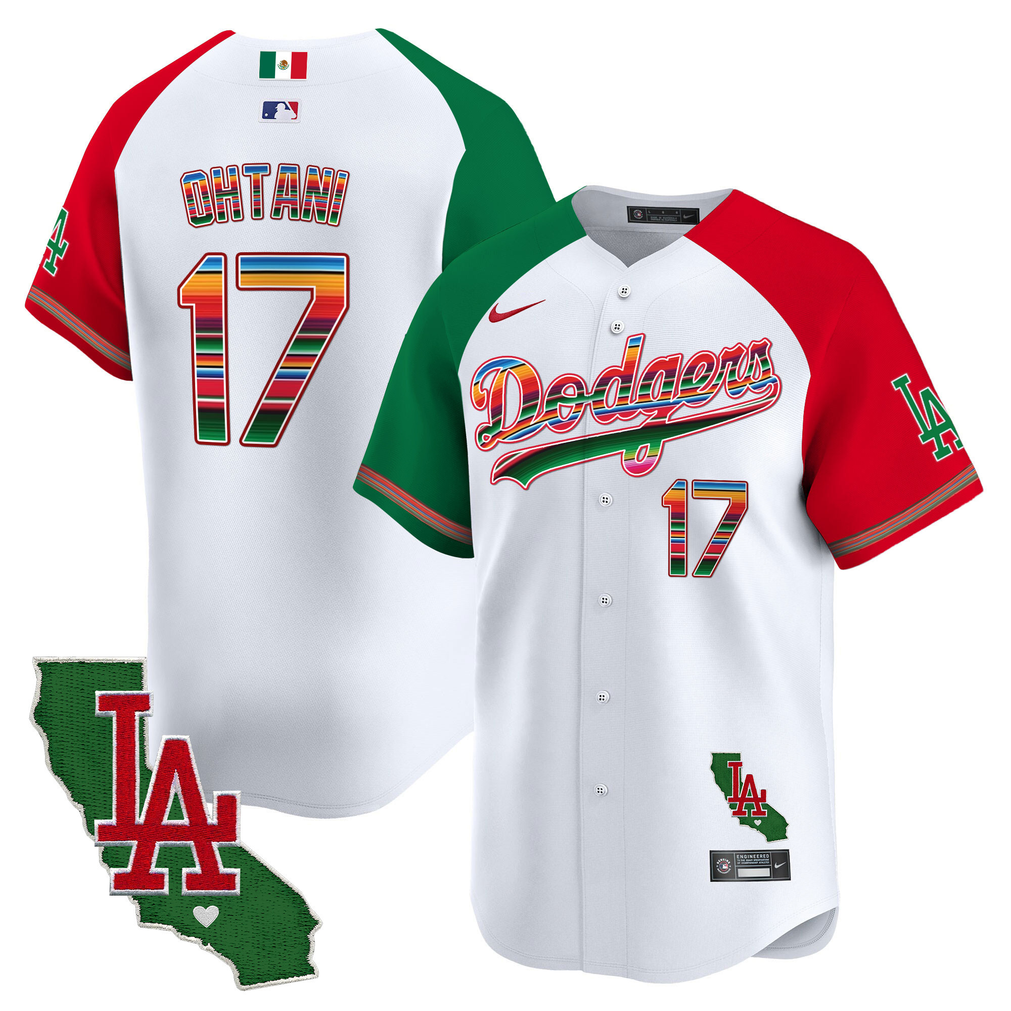 Shohei Ohtani Men's Los Angeles Dodgers Mexico California Patch Vapor Premier Limited V2 Alternate Jersey - All Stitched