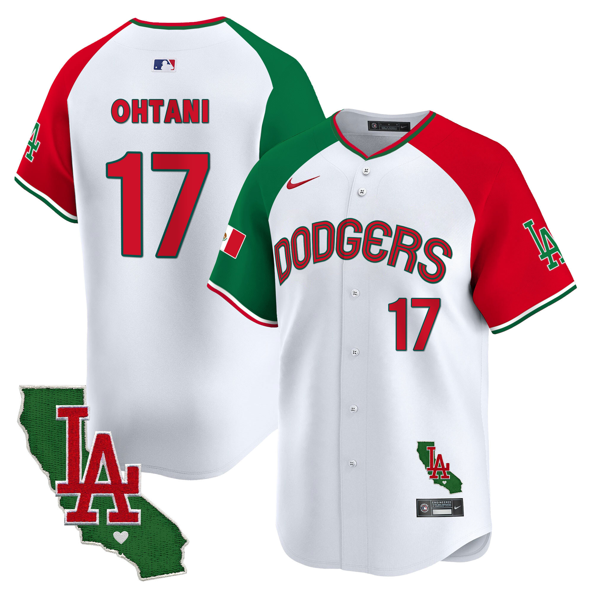 Shohei Ohtani Men's Los Angeles Dodgers Mexico California Patch Vapor Premier Limited V3 Alternate Jersey - All Stitched