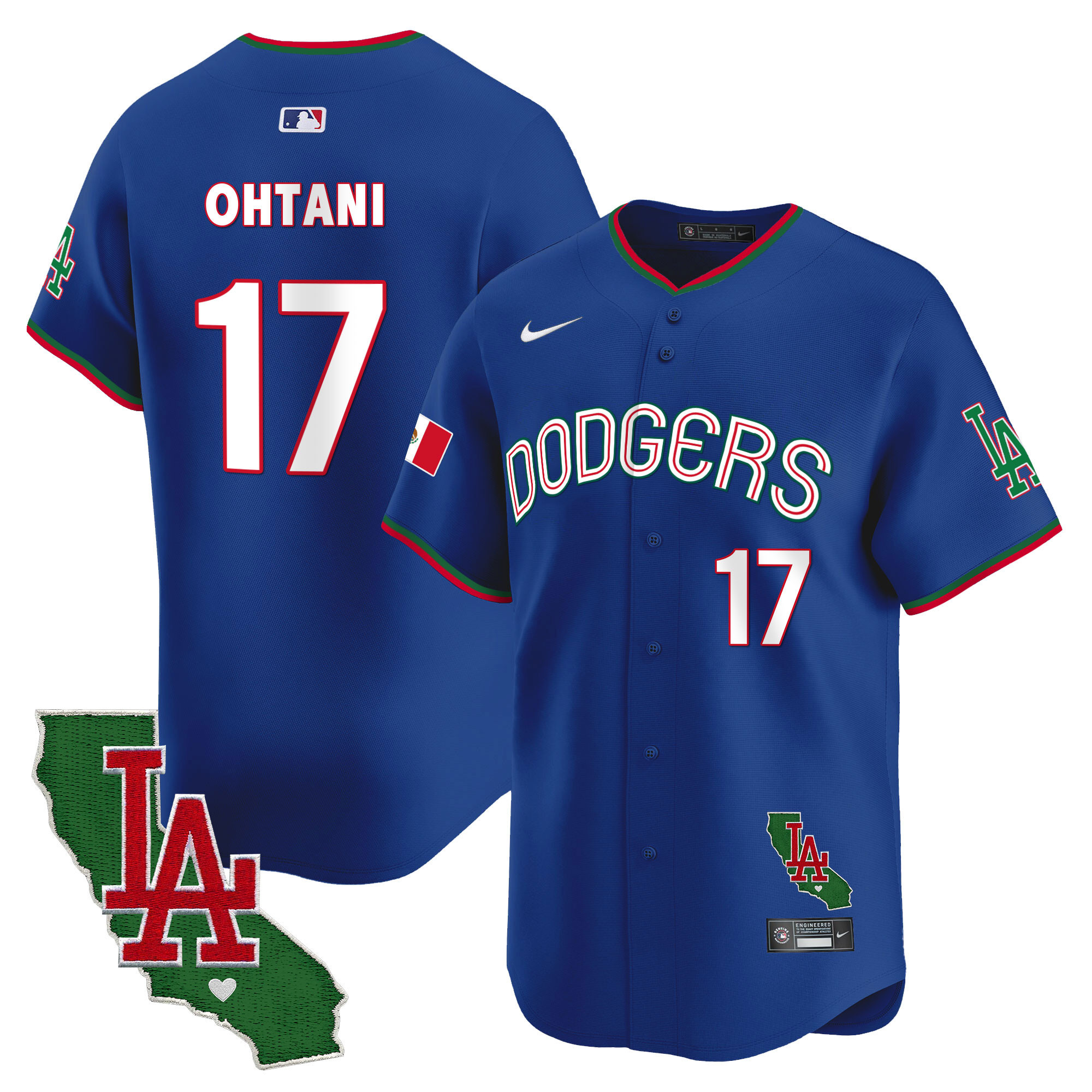 Shohei Ohtani Men's Los Angeles Dodgers Mexico California Patch Vapor Premier Limited V3 Royal Jersey - All Stitched