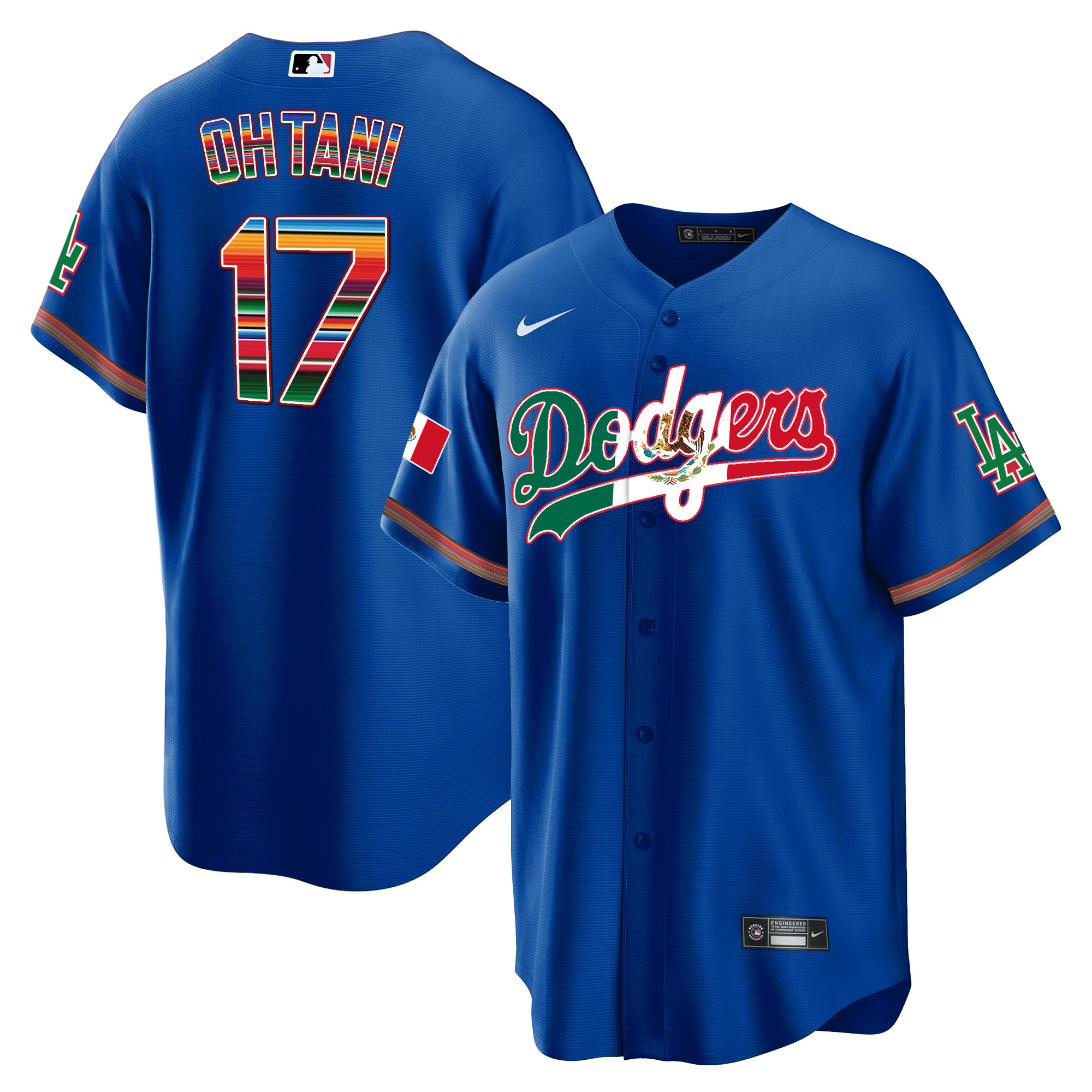 Shohei Ohtani Men's Los Angeles Dodgers Mexico Cool Base Limited V4 Royal Jersey - All Stitched
