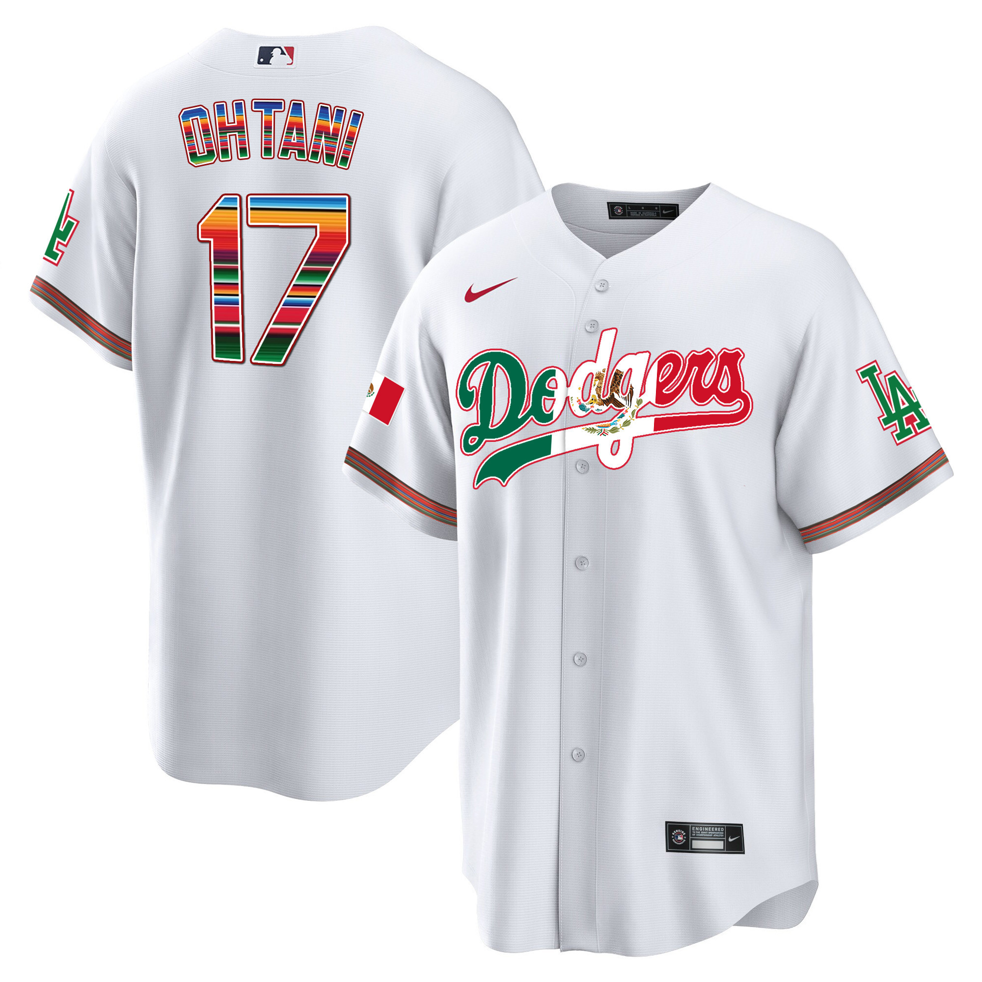Shohei Ohtani Men's Los Angeles Dodgers Mexico Cool Base Limited V4 White Jersey - All Stitched