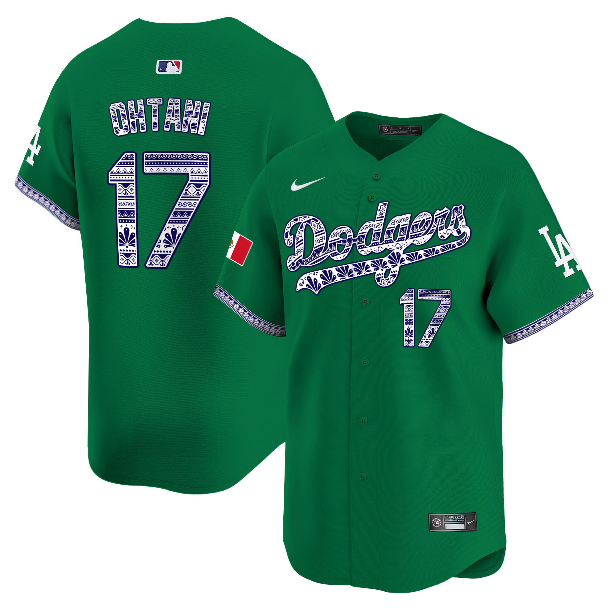 Shohei Ohtani Men's Los Angeles Dodgers Mexico Vapor Premier Limited V3 Green Jersey - All Stitched