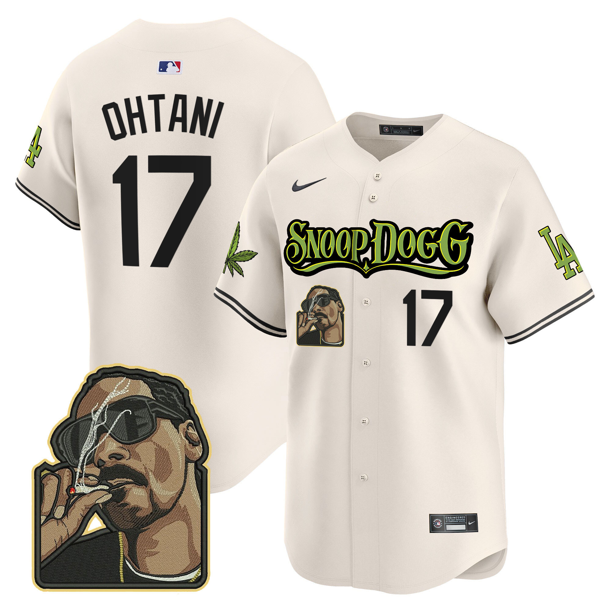 Shohei Ohtani Men's Los Angeles Dodgers Snoop Dogg Vapor Premier Limited Cream Jersey - All Stitched