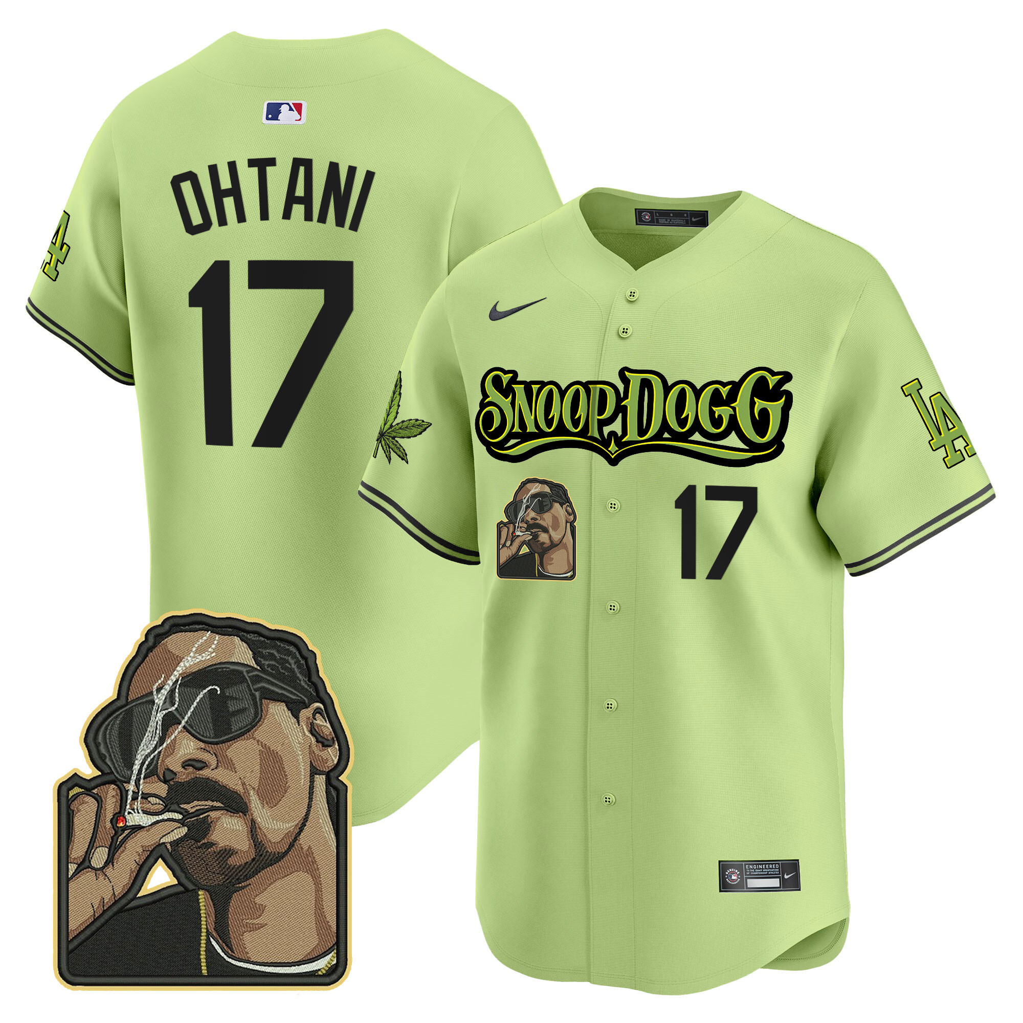 Shohei Ohtani Men's Los Angeles Dodgers Snoop Dogg Vapor Premier Limited Light Green Jersey - All Stitched
