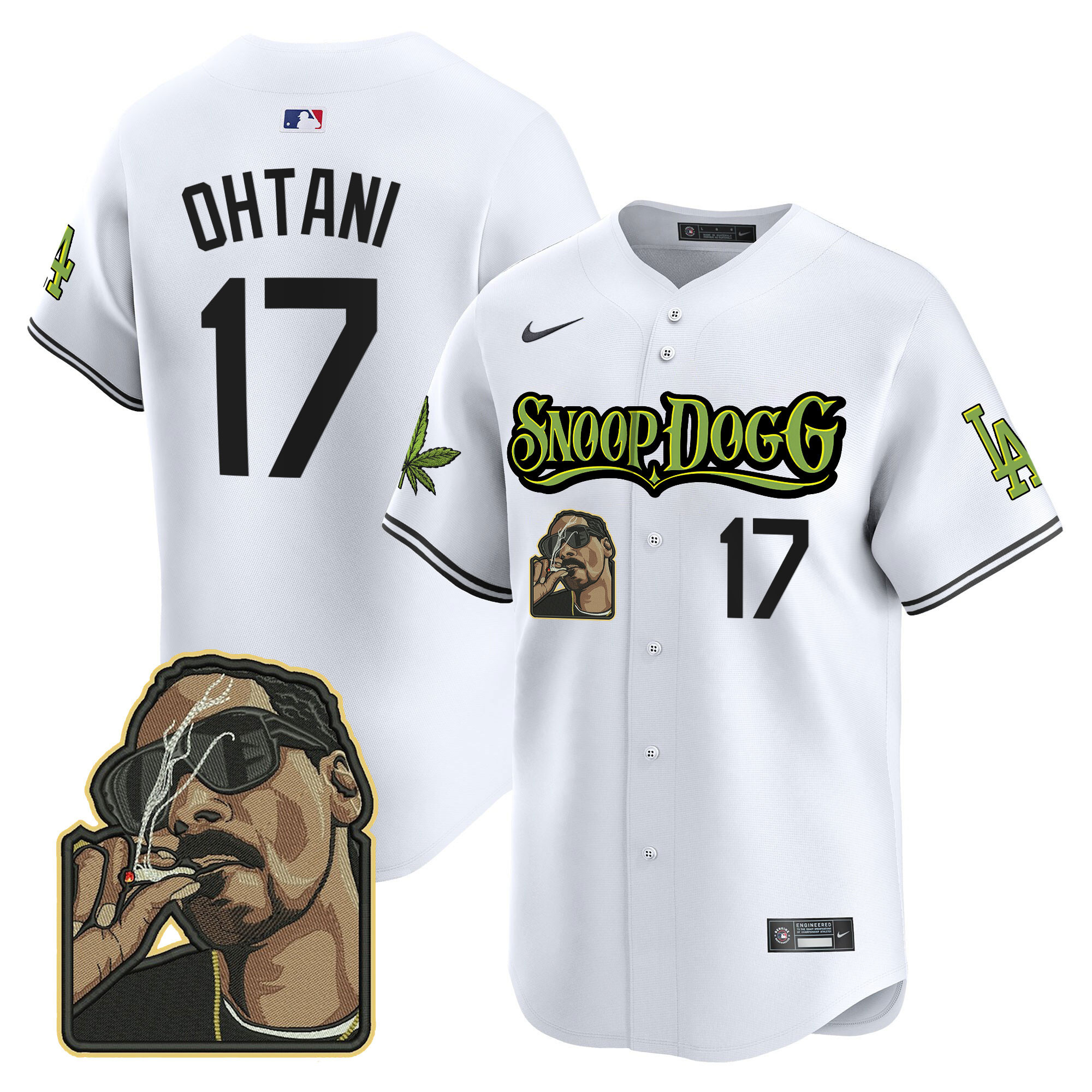 Shohei Ohtani Men's Los Angeles Dodgers Snoop Dogg Vapor Premier Limited White Jersey - All Stitched