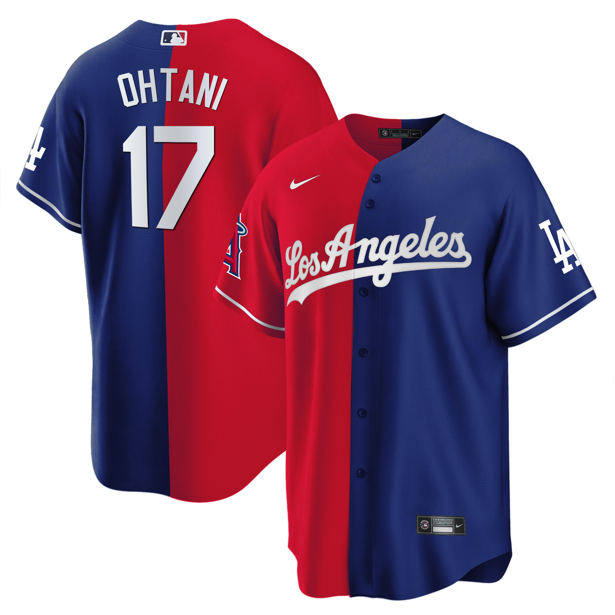 Shohei Ohtani Split Los Angeles Dodgers Angels Cool Base Jersey - All Stitched