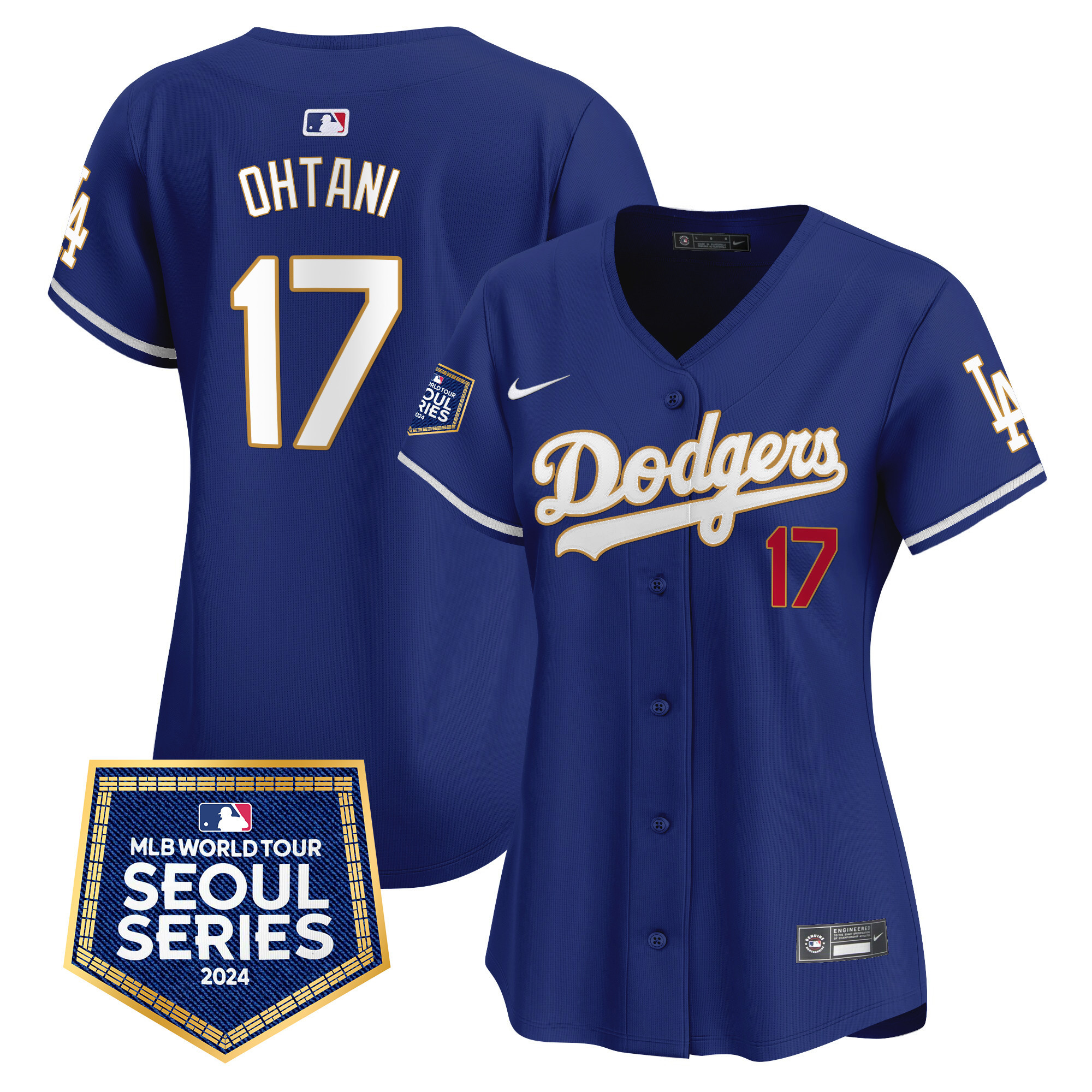 Shohei Ohtani Women's Los Angeles Dodgers 2024 World Tour Seoul Series Patch Vapor Premier Limited Royal Jersey - All Stitched