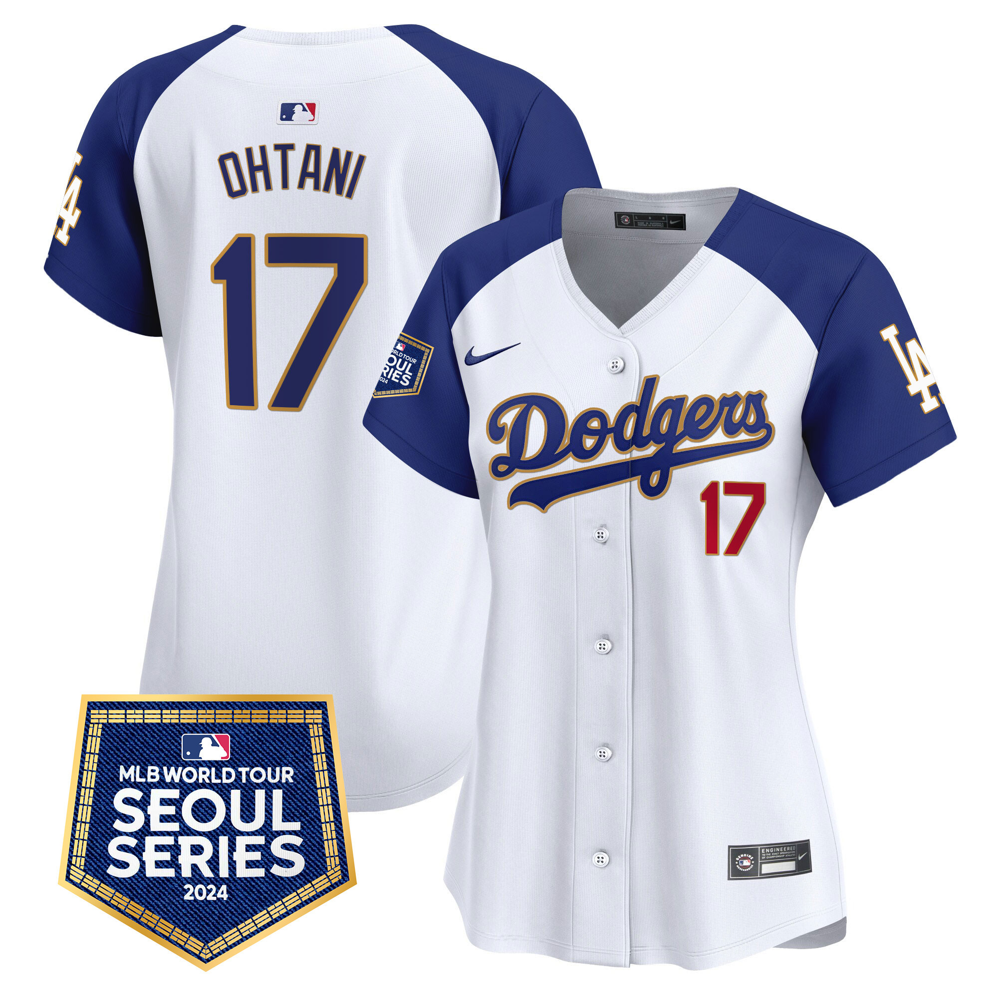 Shohei Ohtani Women's Los Angeles Dodgers 2024 World Tour Seoul Series Patch Vapor Premier Limited White Alternate Jersey - All Stitched