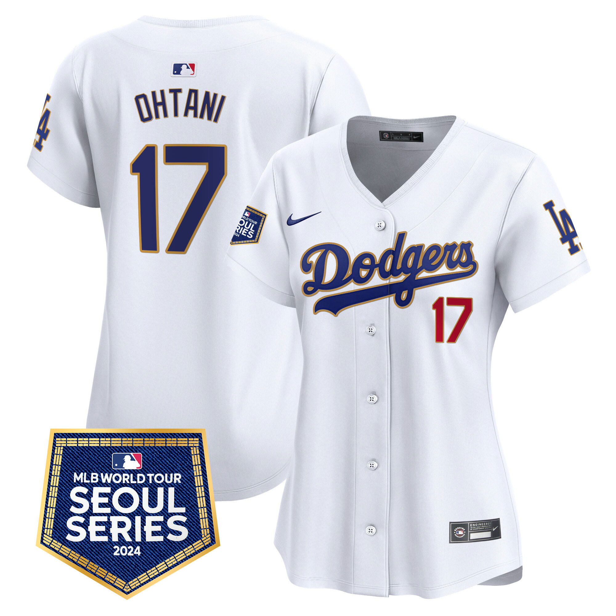 Shohei Ohtani Women's Los Angeles Dodgers 2024 World Tour Seoul Series Patch Vapor Premier Limited White Jersey - All Stitched