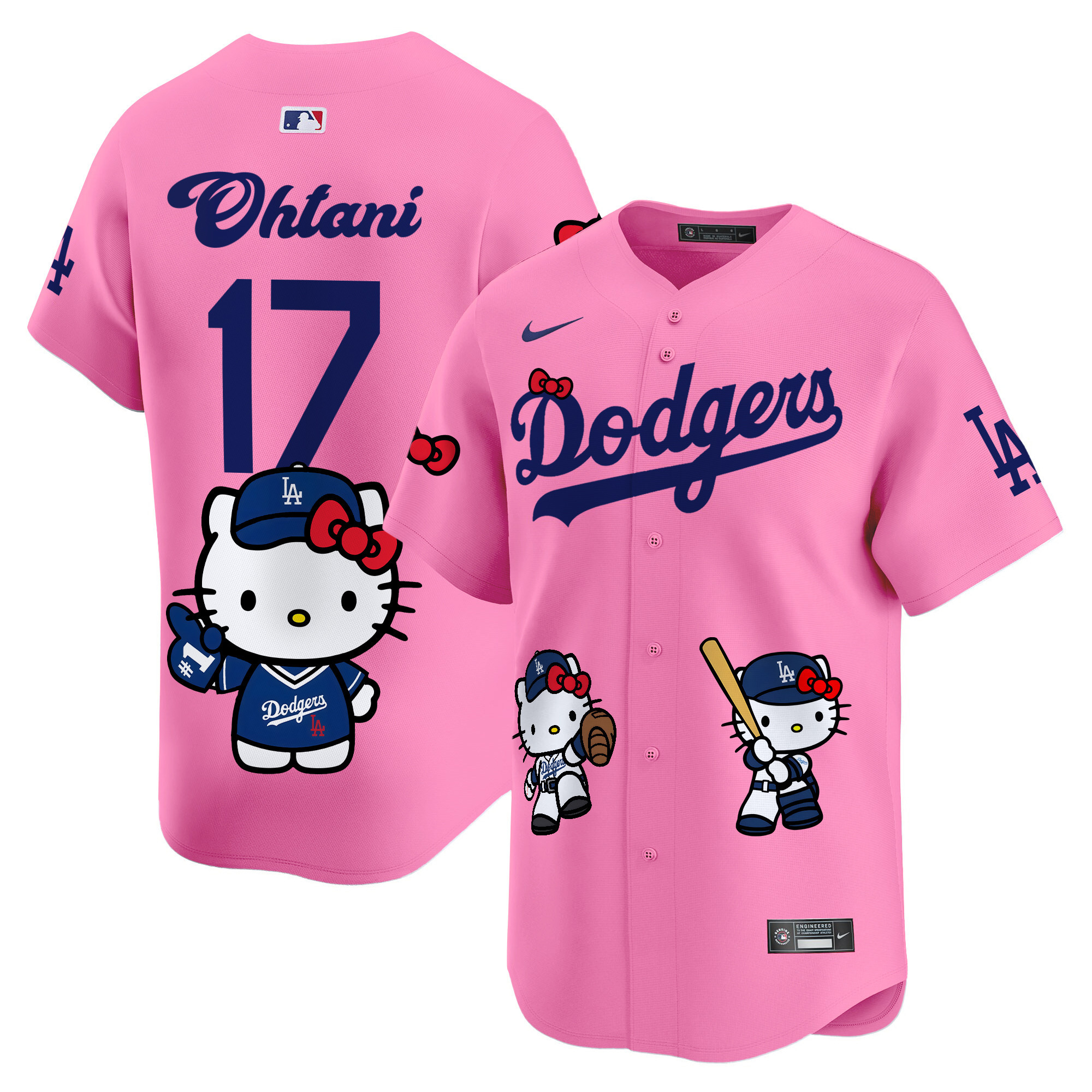 Shohei OhtaniUnisex Los Angeles Dodgers Hello Kitty Vapor Premier Limited Pink Jersey V2 - Printed