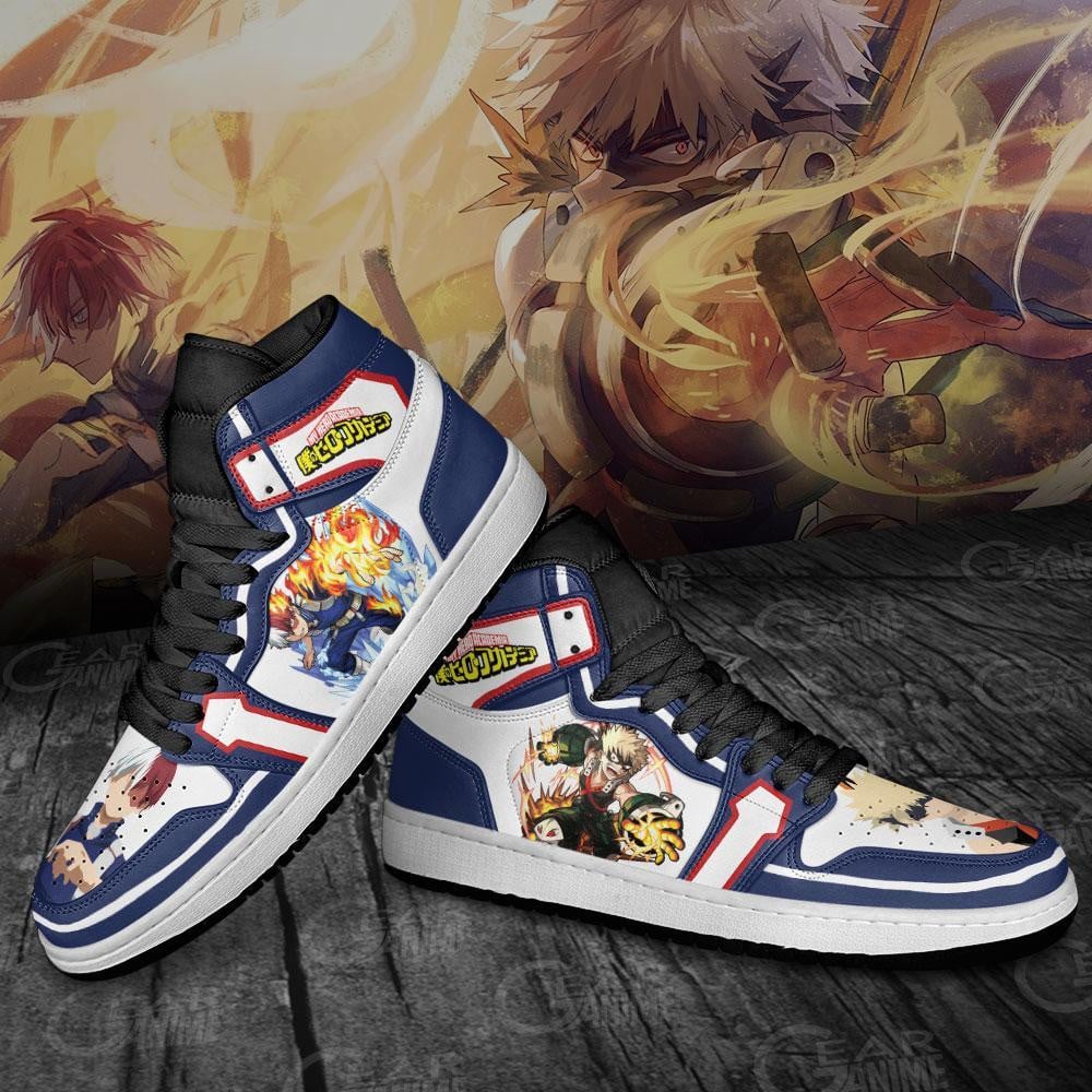 Shoto Todoroki and Bakugo JD1s Sneakers My Hero Academia Anime Shoes, Air Jordan Hightop