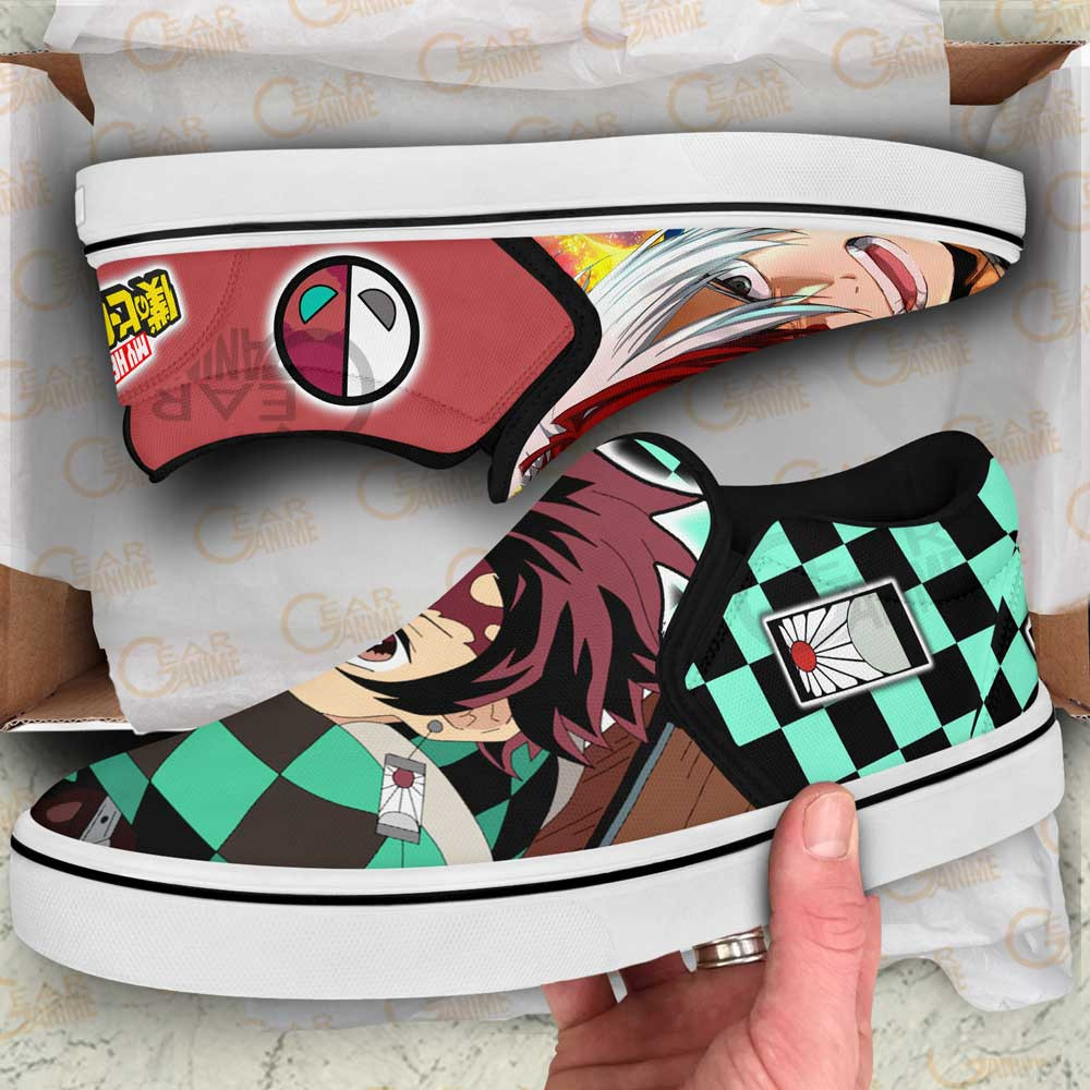Shoto Todoroki and Tanjiro Slip-On Shoes Canvas Custom Anime Shoes