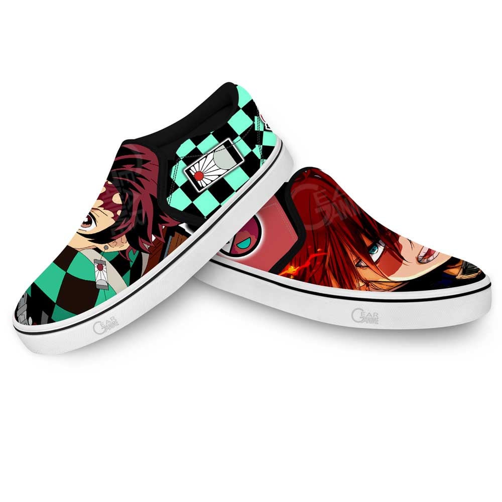 Shoto Todoroki and Tanjiro Slip-On Shoes Canvas Custom Anime Shoes