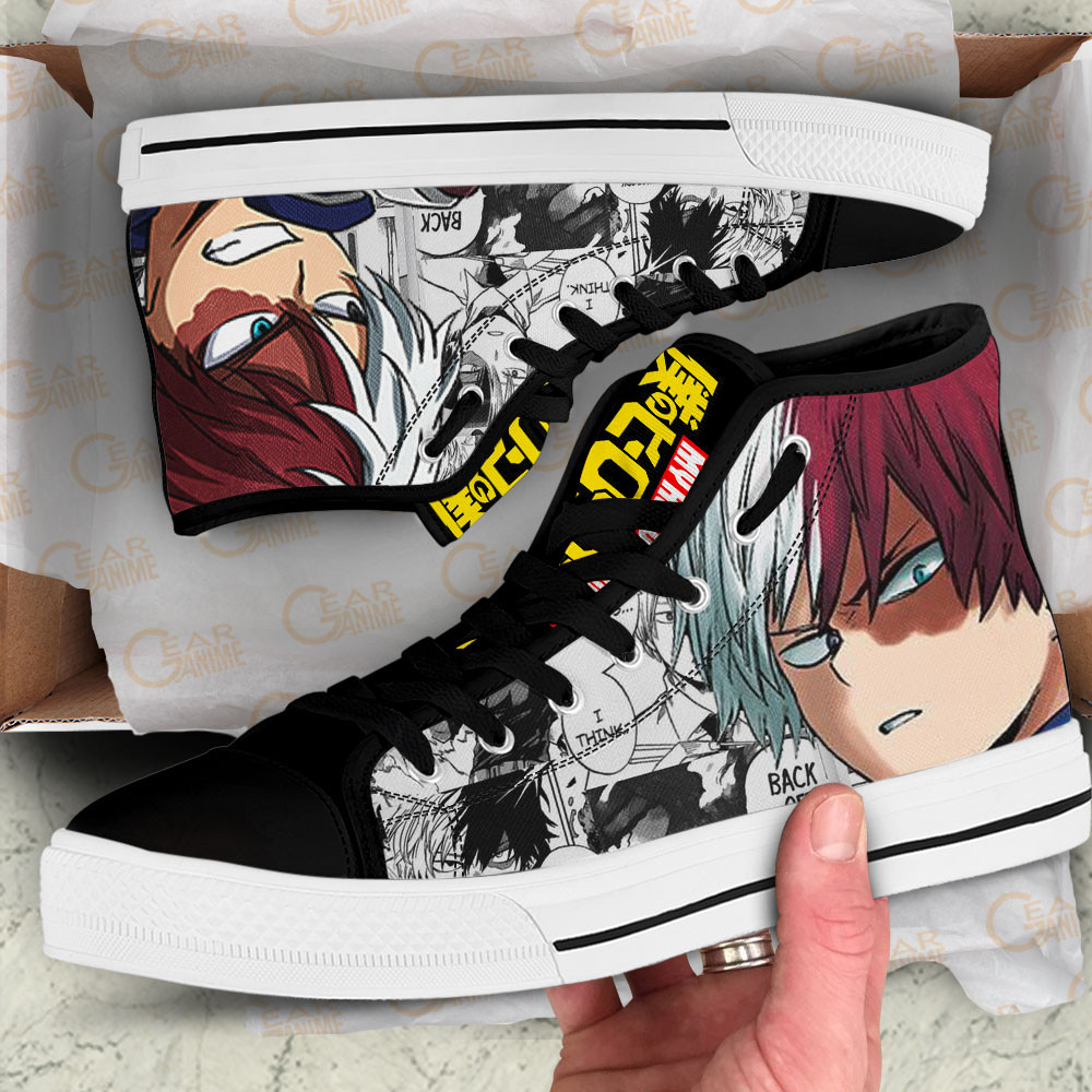Shoto Todoroki High Top Shoes My Hero Academia Custom Anime Sneakers Mix Manga