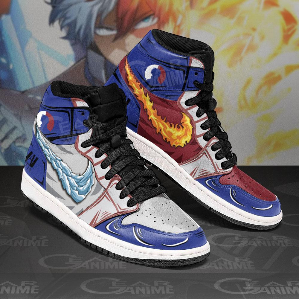 Shoto Todoroki JD1s Sneakers Ice and Fire Anime My Hero Academia Shoes, Air Jordan Hightop