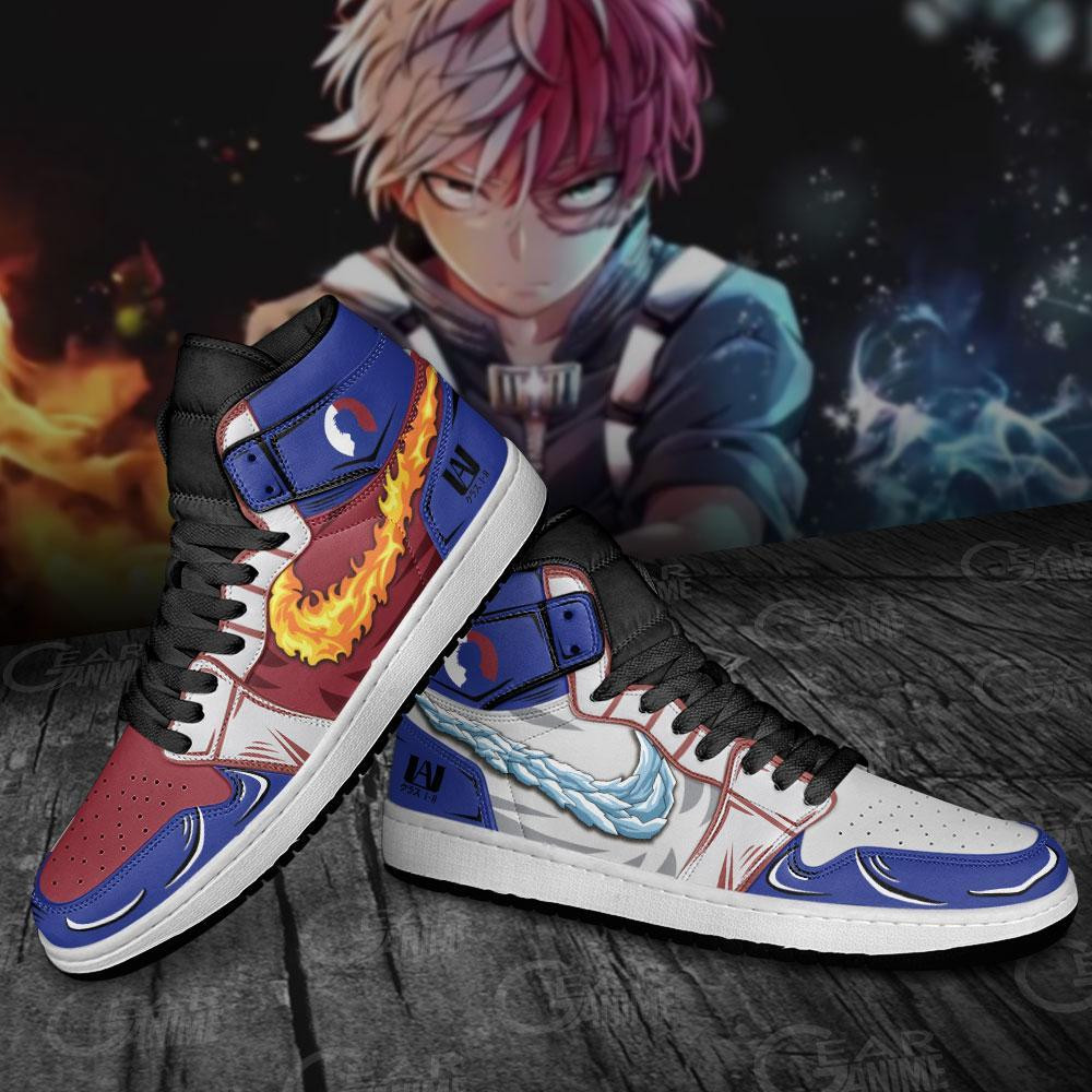 Shoto Todoroki JD1s Sneakers Ice and Fire Anime My Hero Academia Shoes, Air Jordan Hightop