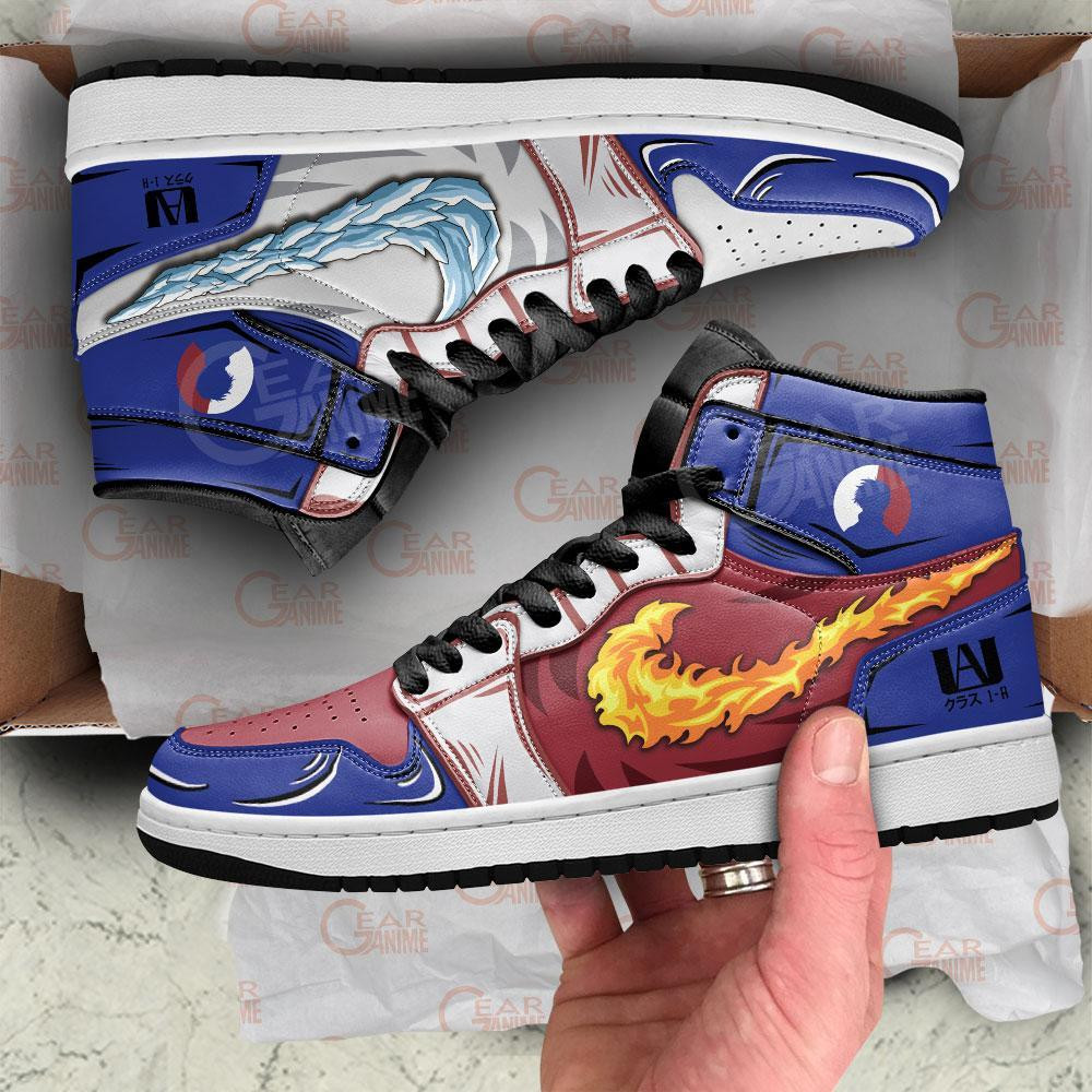 Shoto Todoroki JD1s Sneakers Ice and Fire Anime My Hero Academia Shoes, Air Jordan Hightop