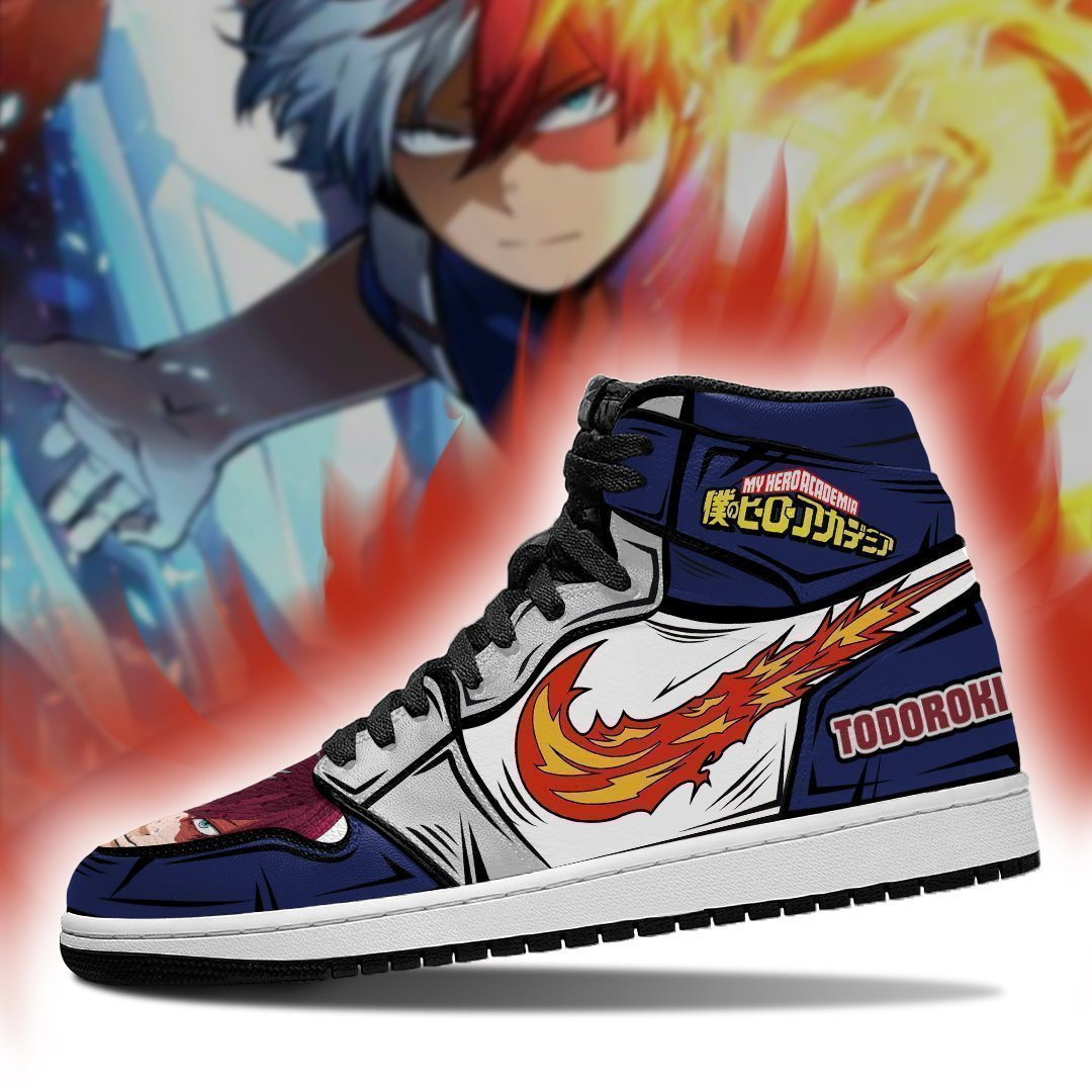 Shoto Todoroki JD1s Sneakers Ice and Fire My Hero Academia Anime Shoes, Air Jordan Hightop