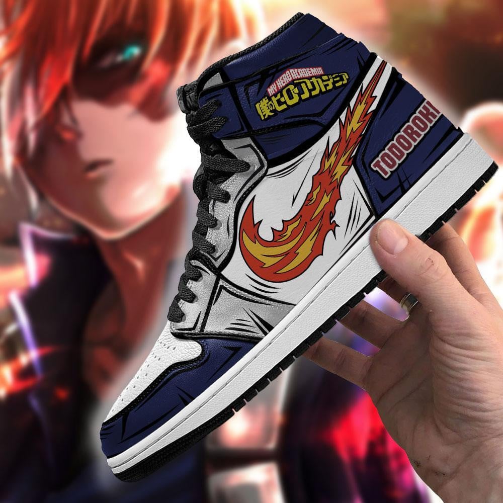 Shoto Todoroki JD1s Sneakers Ice And Fire My Hero Academia Anime Shoes, Air Jordan Hightop