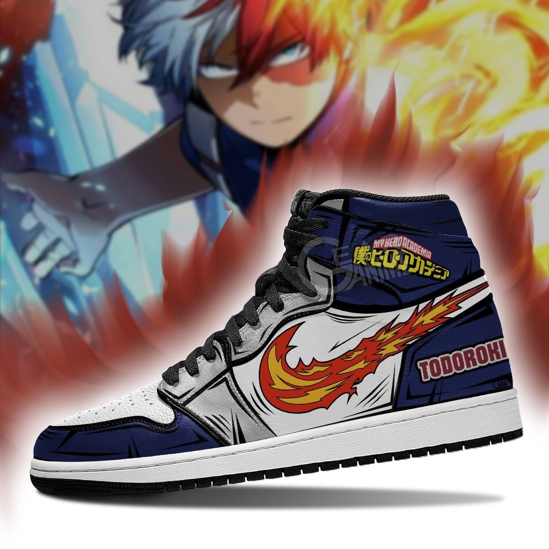 Shoto Todoroki JD1s Sneakers Ice And Fire My Hero Academia Anime Shoes, Air Jordan Hightop