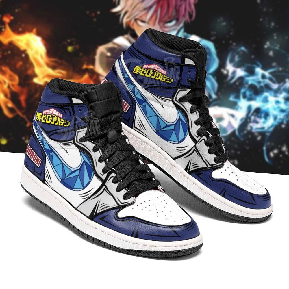 Shoto Todoroki JD1s Sneakers Ice And Fire My Hero Academia Anime Shoes, Air Jordan Hightop