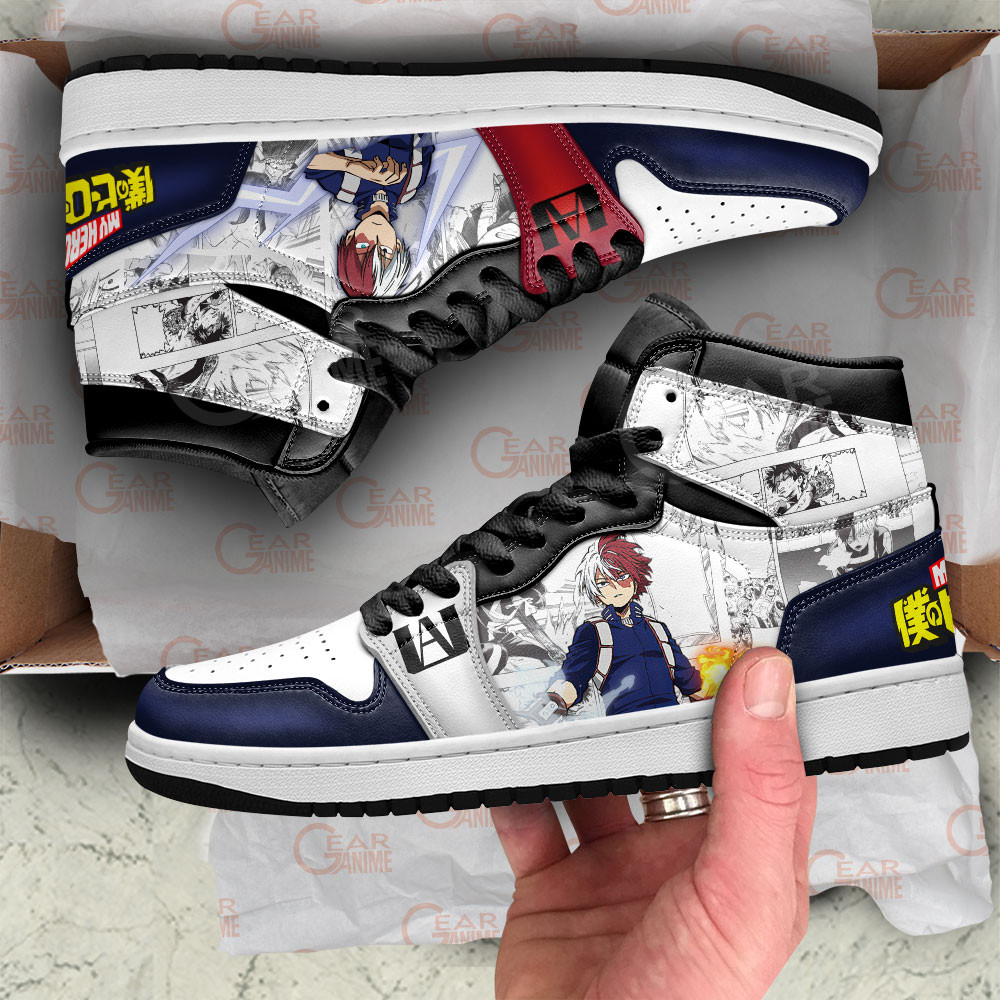 Shoto Todoroki JD1s Sneakers My Hero Academia Anime Shoes Mix Manga, Air Jordan Hightop